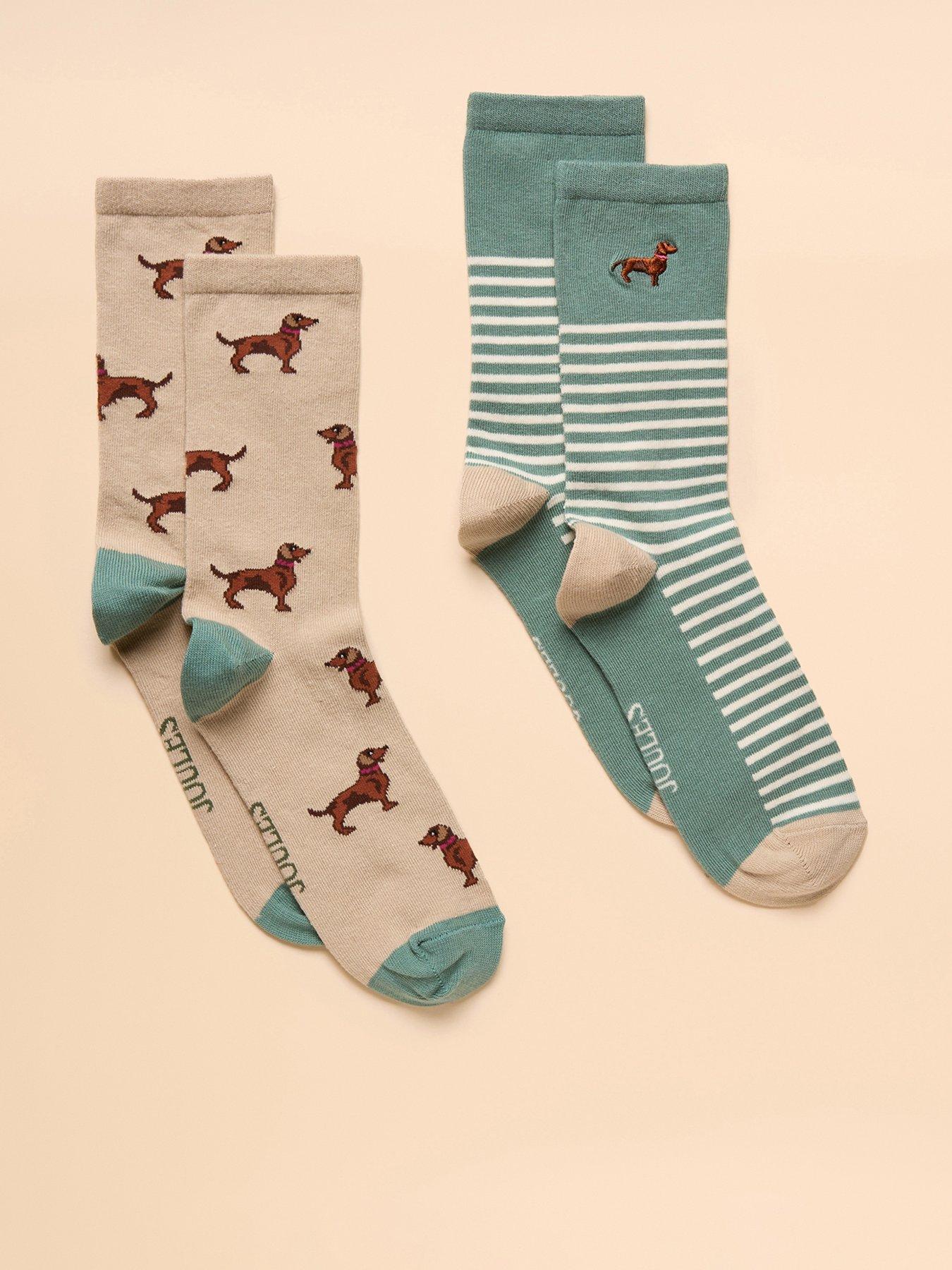 undefined Pack Of Two Socks - Cream/Green