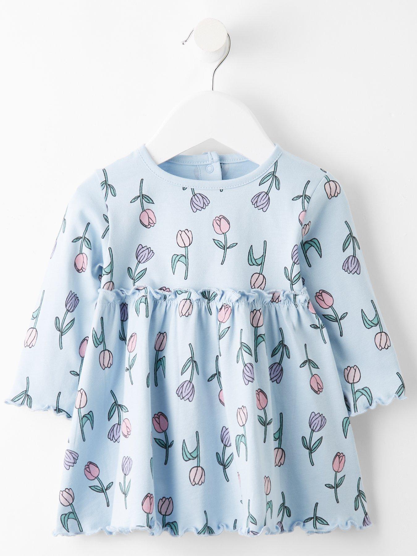 Image 1 of 4 of The Very Collection Floral Print Jersey Dress - Blue