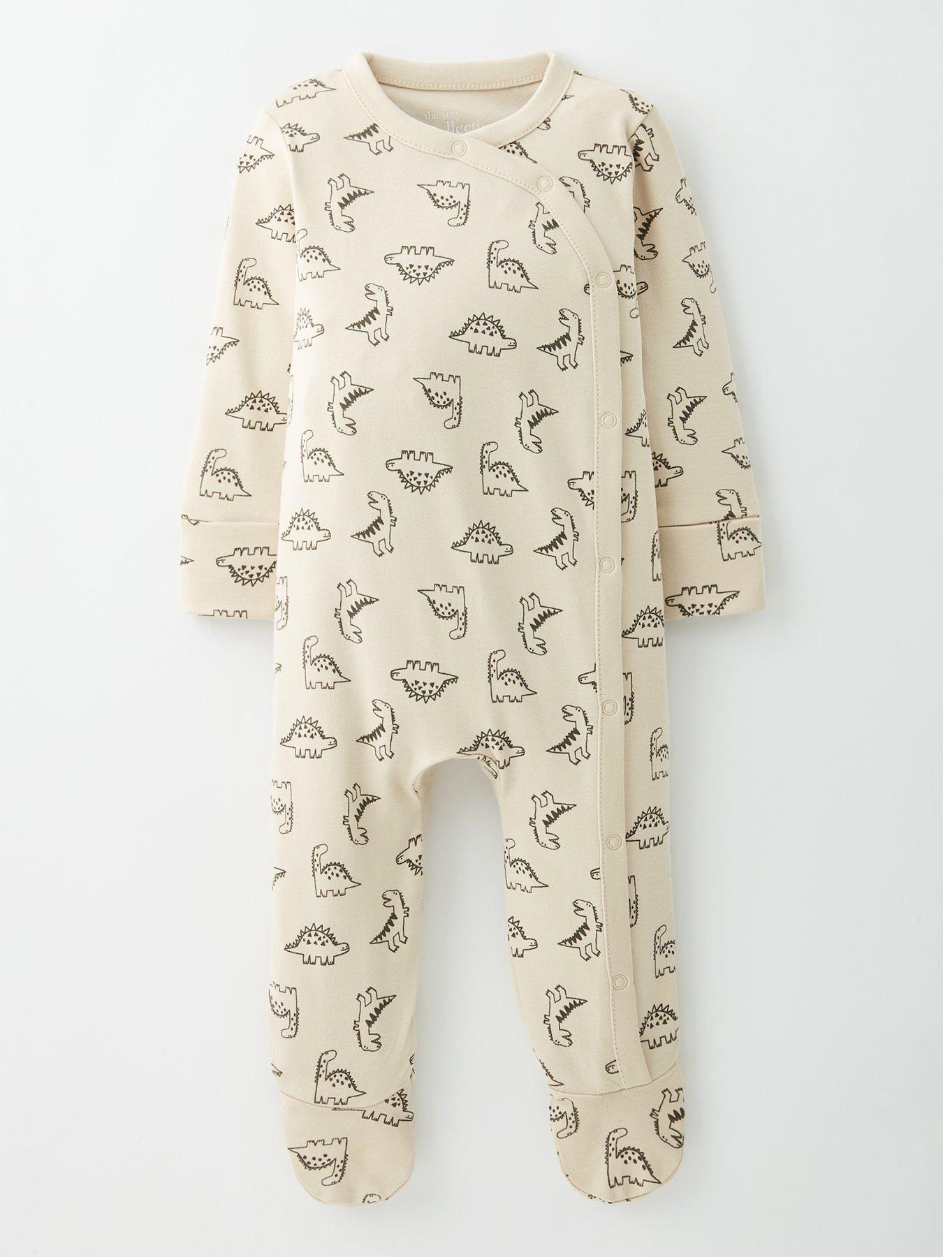  image of the-very-collection-2-pack-dinosaur-sleepsuits-cream