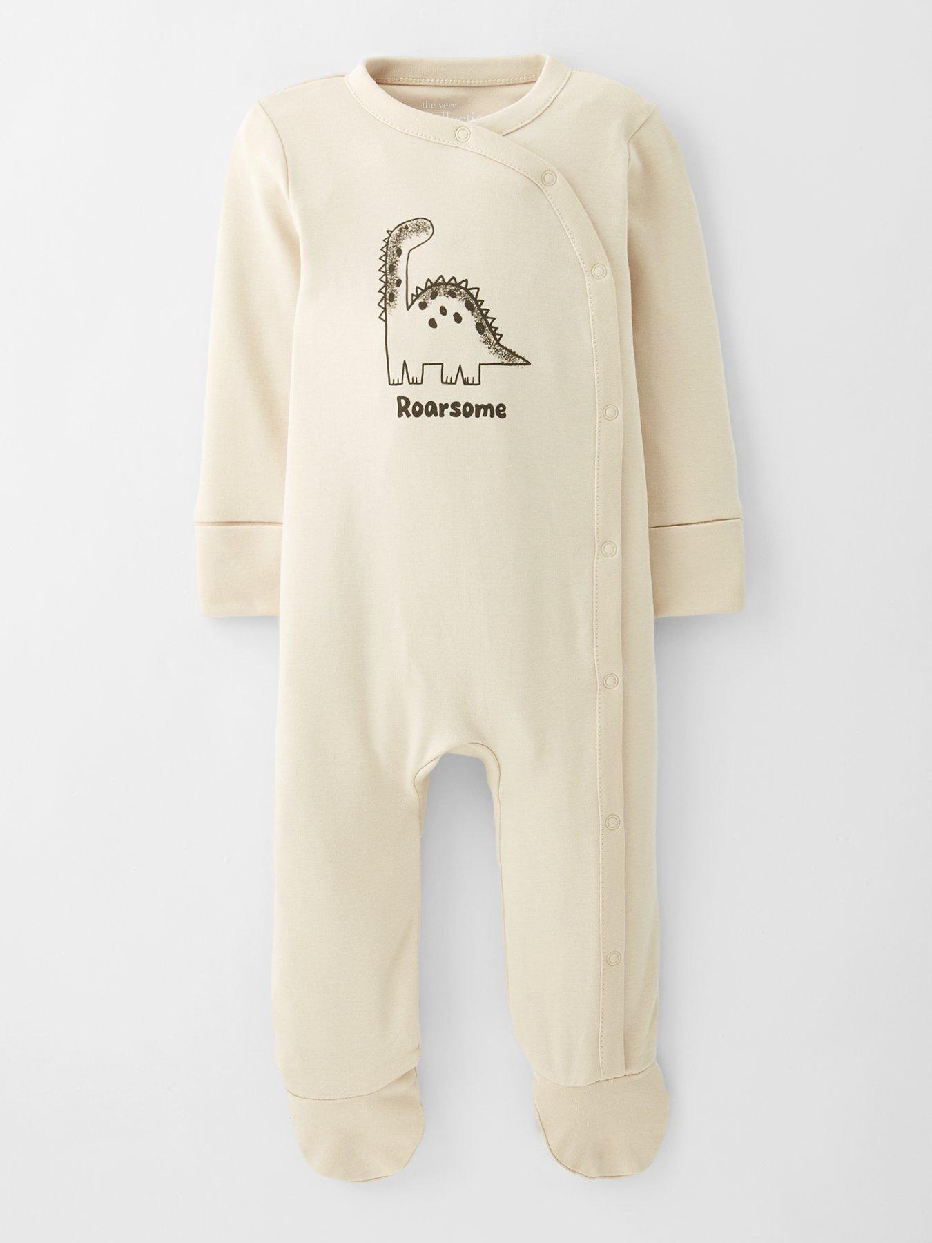  image of the-very-collection-2-pack-dinosaur-sleepsuits-cream