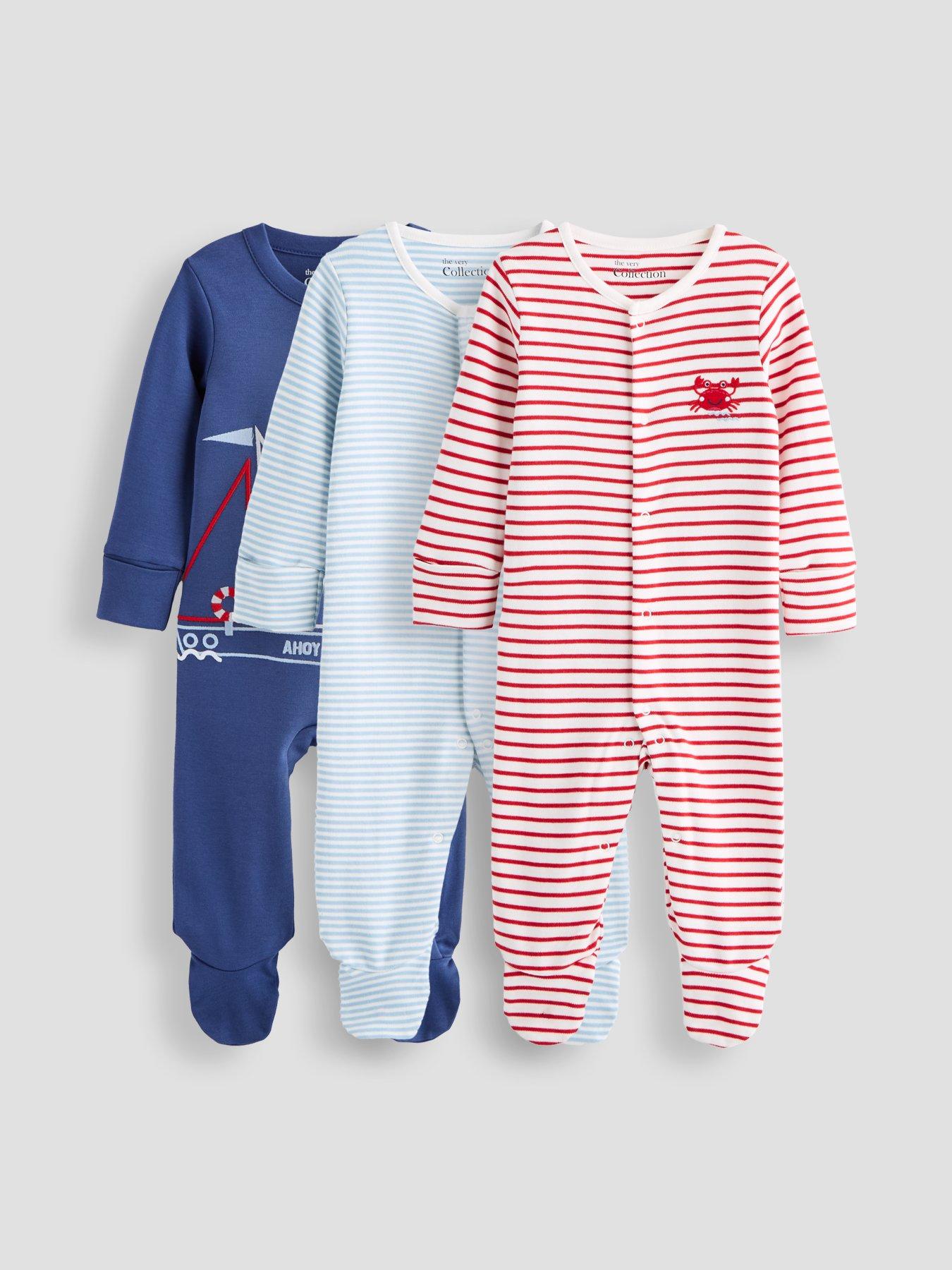 The Very Collection Sea Life 3 Pack Sleepsuits - Blue/Red