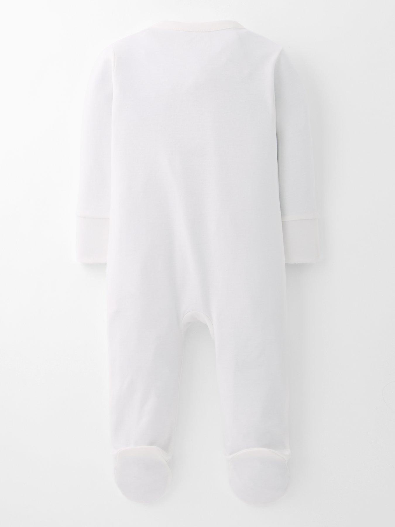 Image 2 of 4 of The Very Collection Patchwork Fruit Print Sleepsuit - White