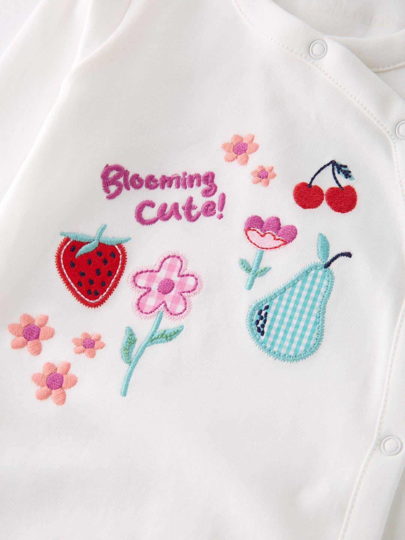 Image 3 of 4 of The Very Collection Patchwork Fruit Print Sleepsuit - White