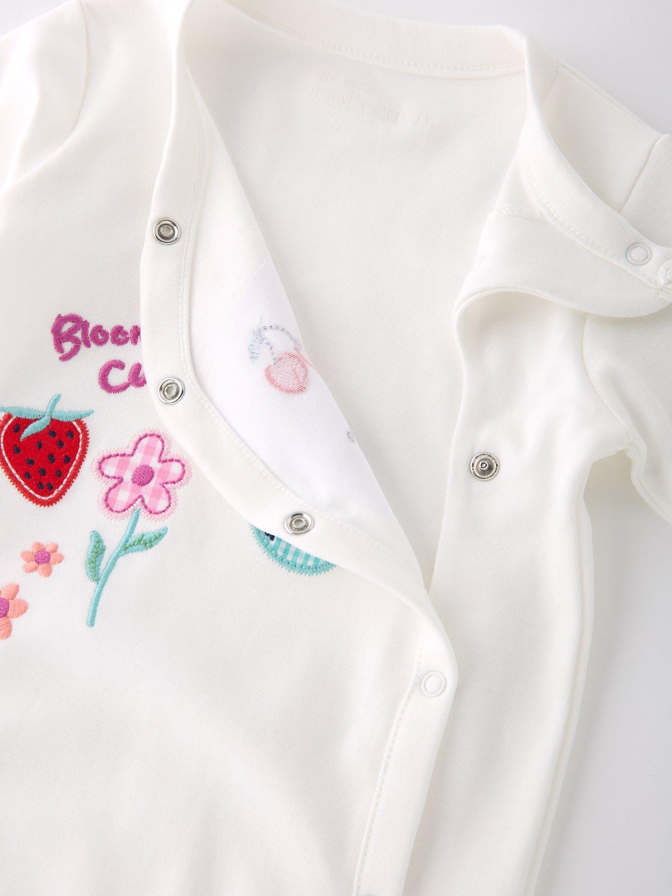 Image 4 of 4 of The Very Collection Patchwork Fruit Print Sleepsuit - White