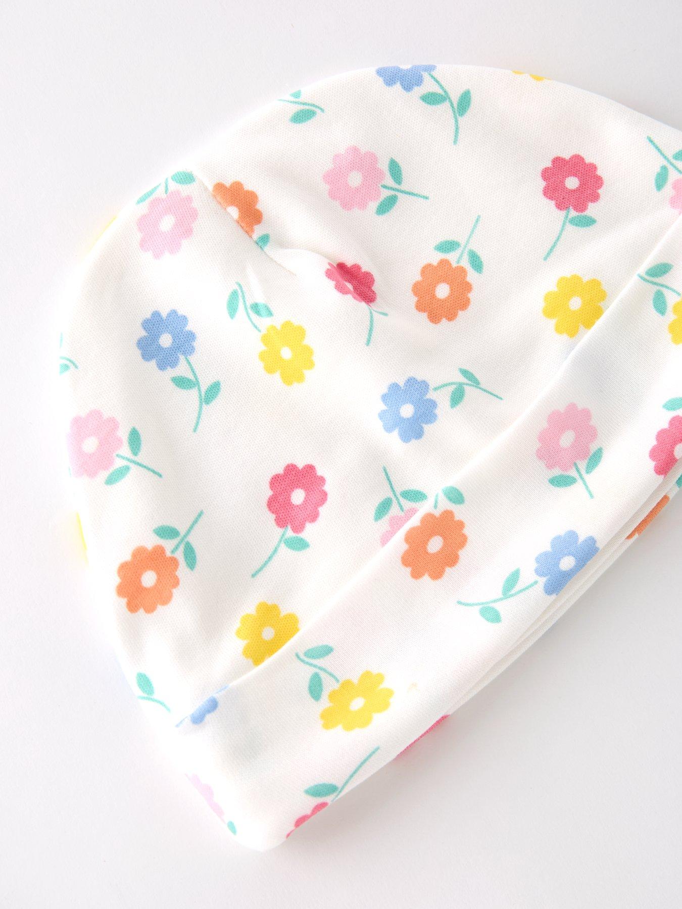 Image 4 of 5 of The Very Collection Floral Print Sleepsuit &amp; Hat Set - White