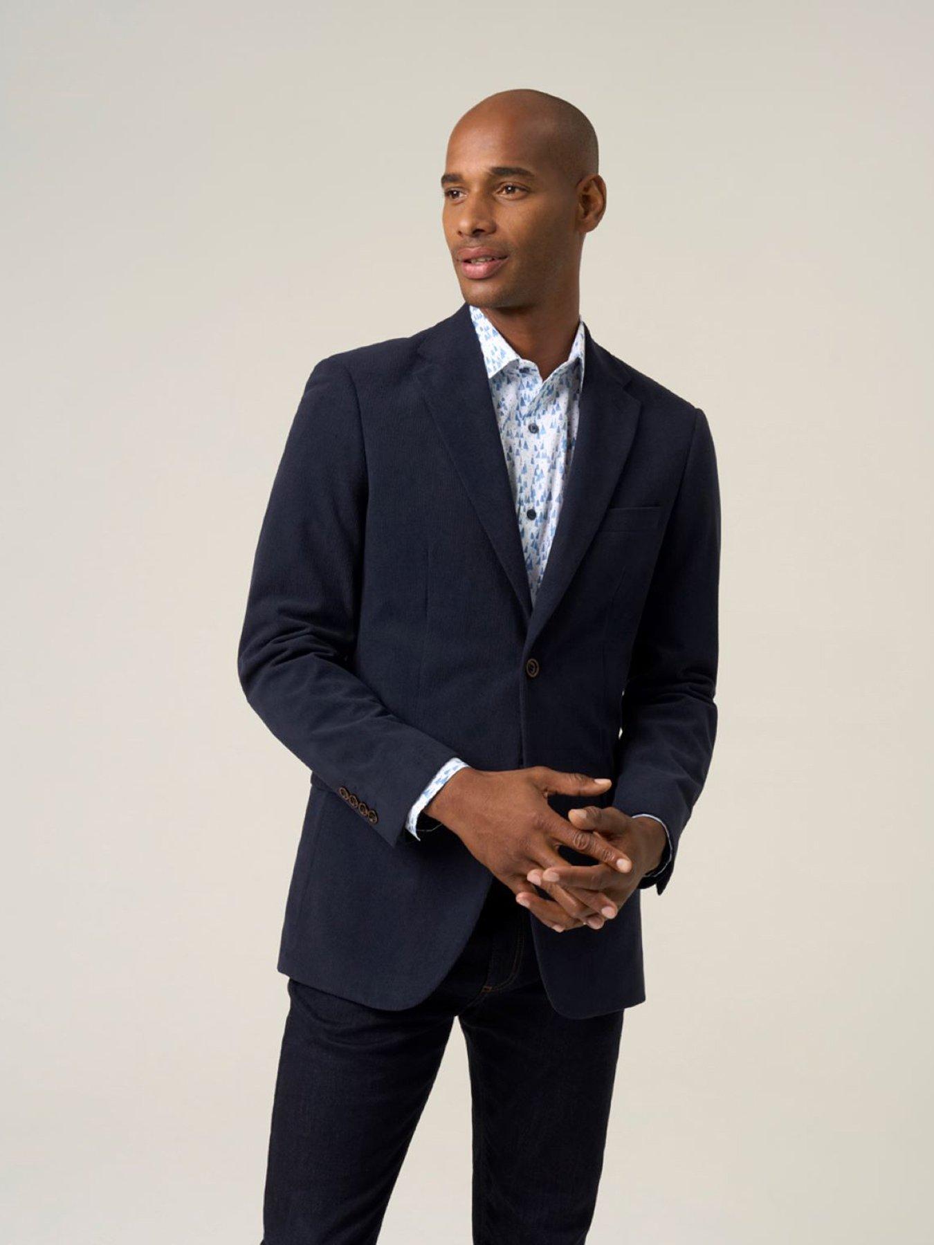 Skopes Tailored Fit Putnam Soft Touch Suit Jacket - Navy