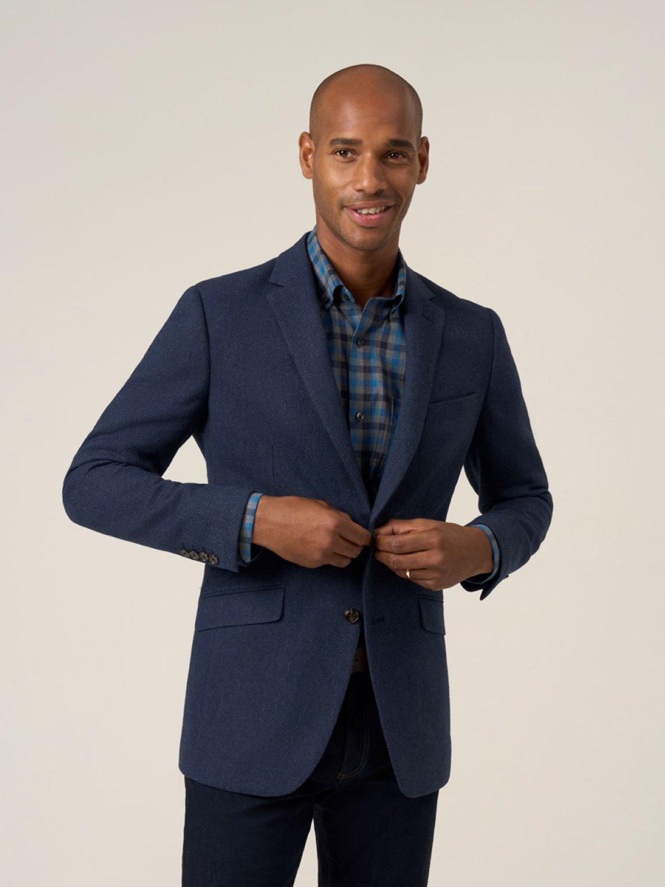  image of skopes-tailored-fit-hexham-wool-blend-suit-jacket-navy