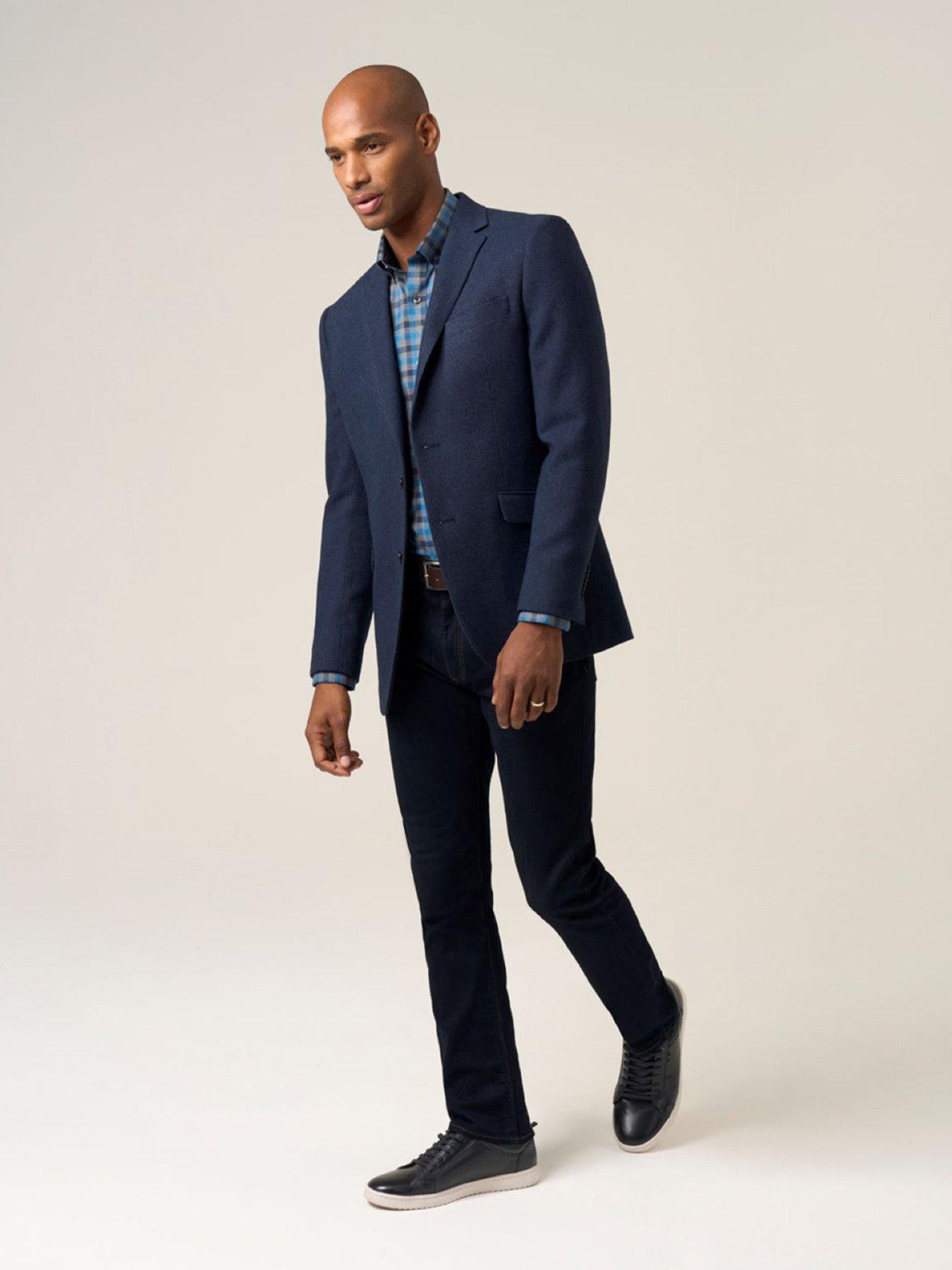  image of skopes-tailored-fit-hexham-wool-blend-suit-jacket-navy