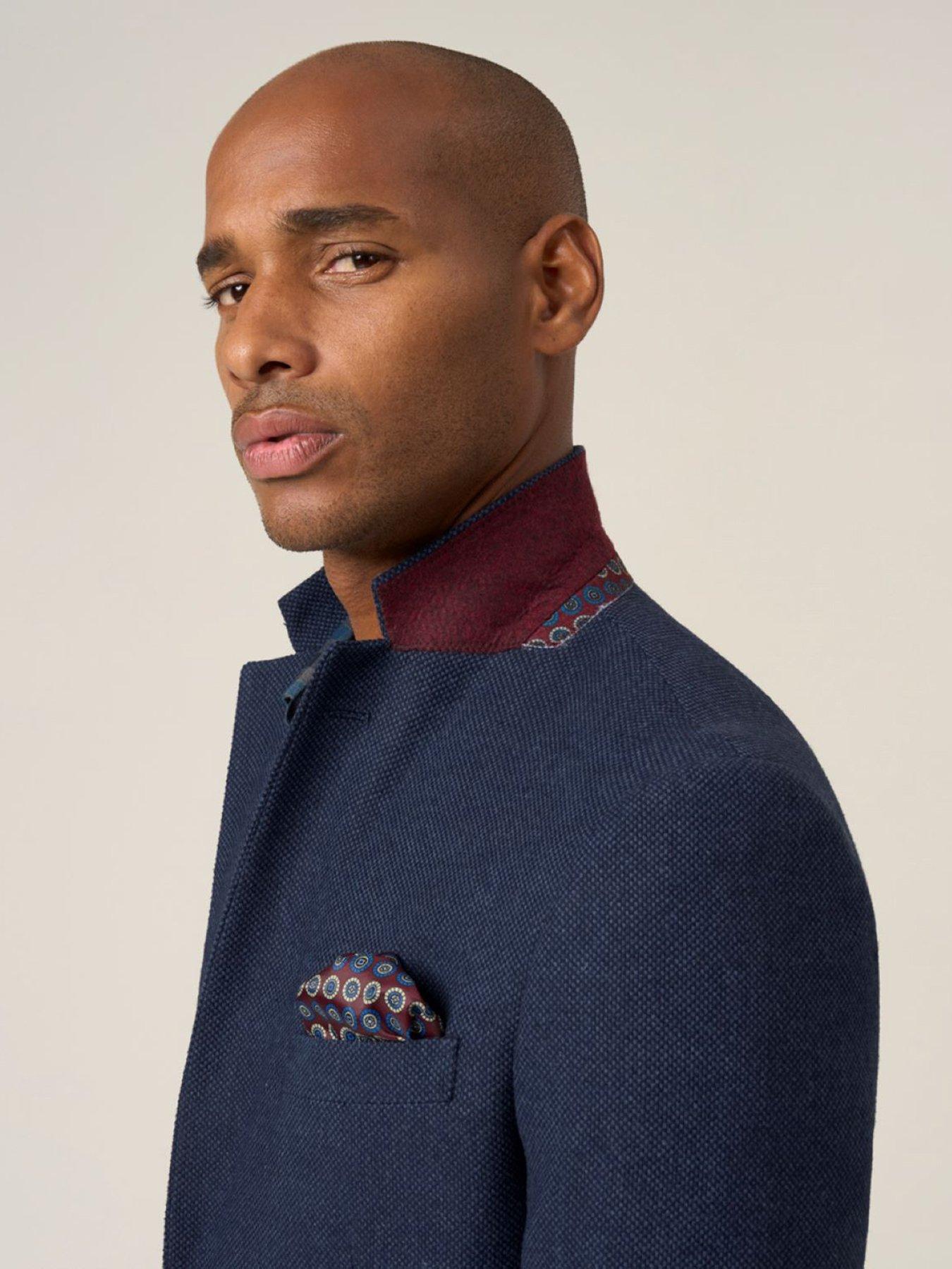  image of skopes-tailored-fit-hexham-wool-blend-suit-jacket-navy
