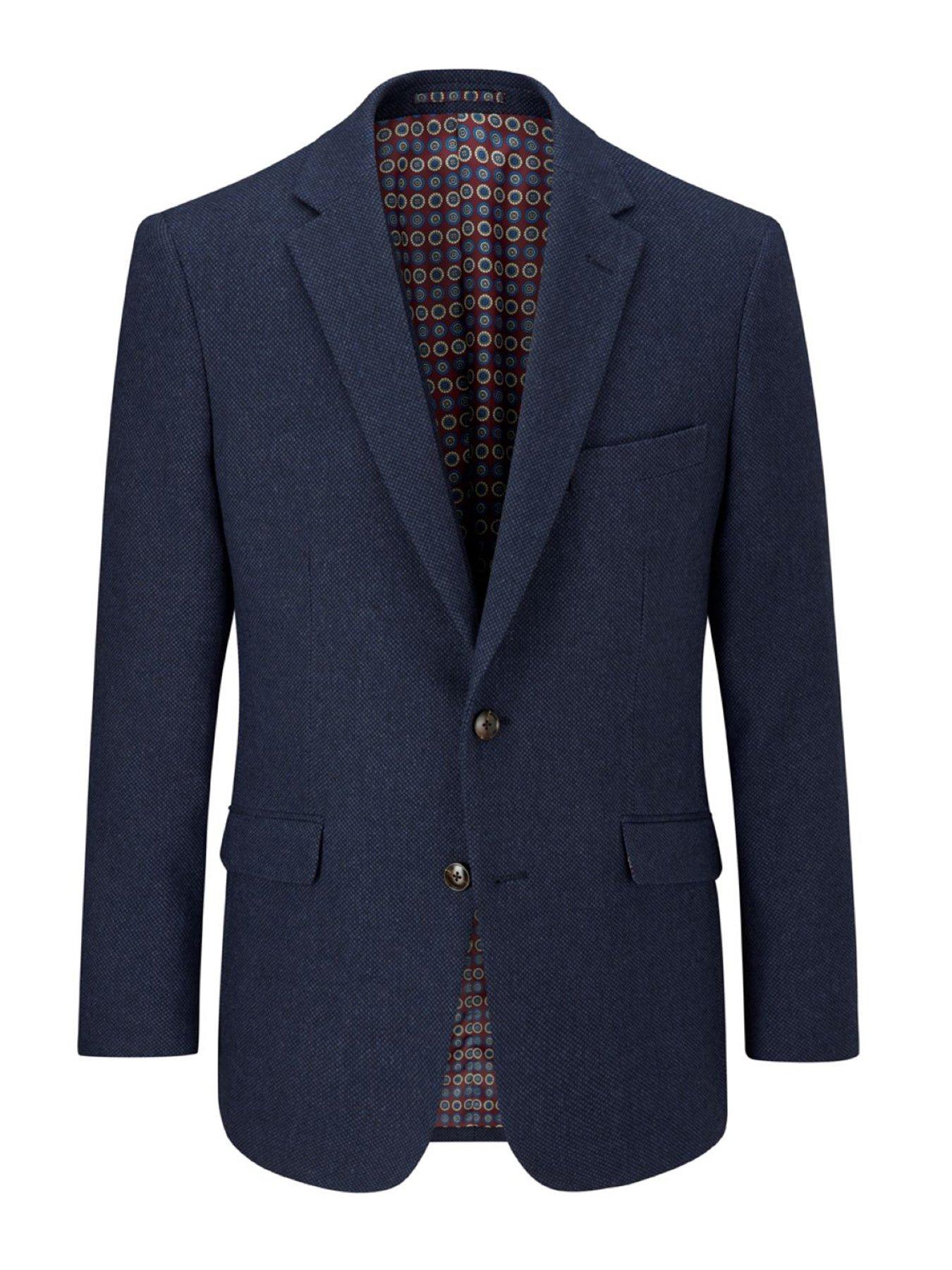  image of skopes-tailored-fit-hexham-wool-blend-suit-jacket-navy