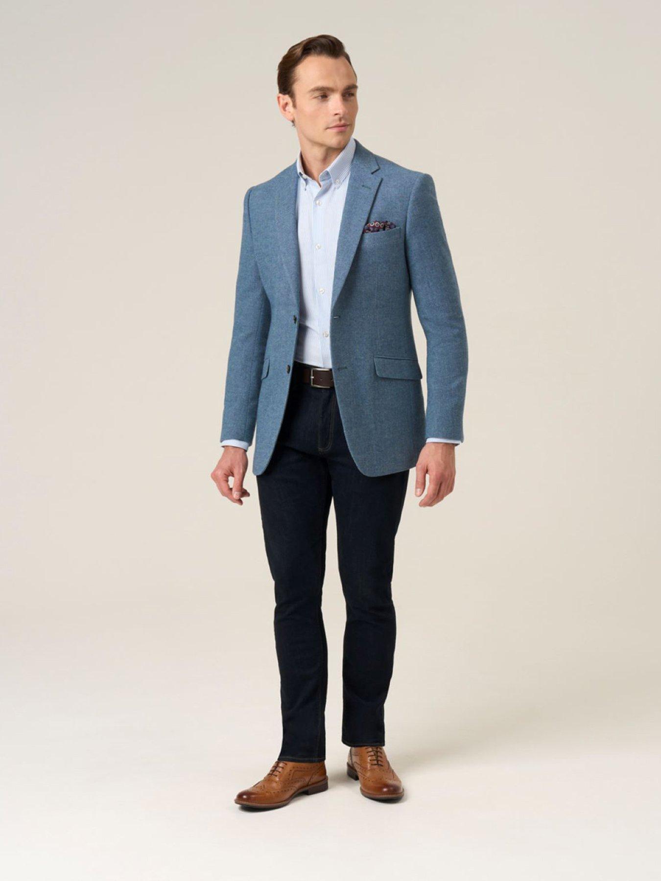 Image 3 of 6 of Skopes Tailored Fit Hexham Wool Blend Suit Jacket - Blue