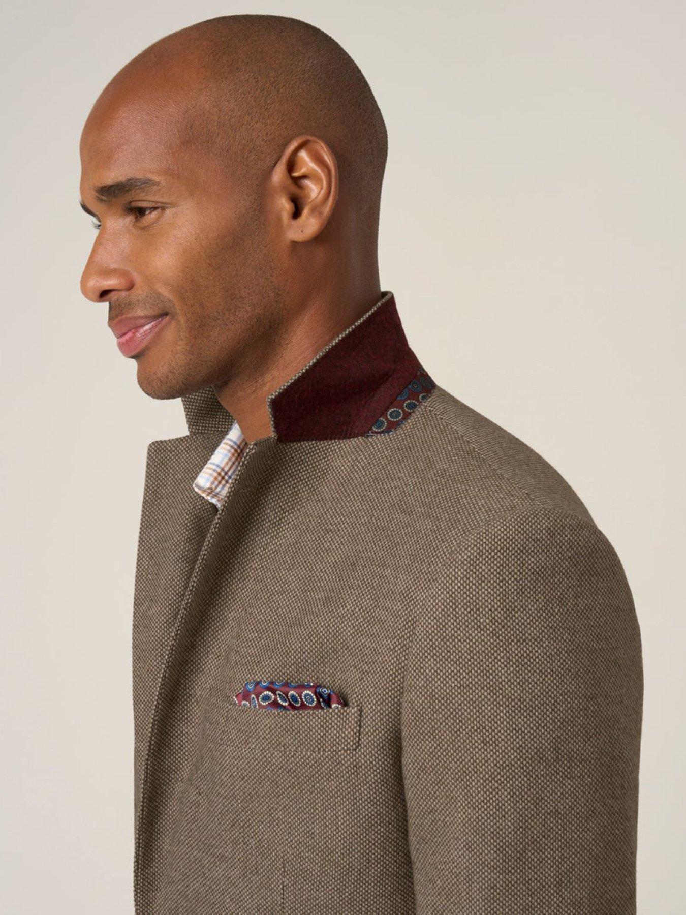  image of skopes-tailored-fit-hexham-wool-blend-suit-jacket-beige