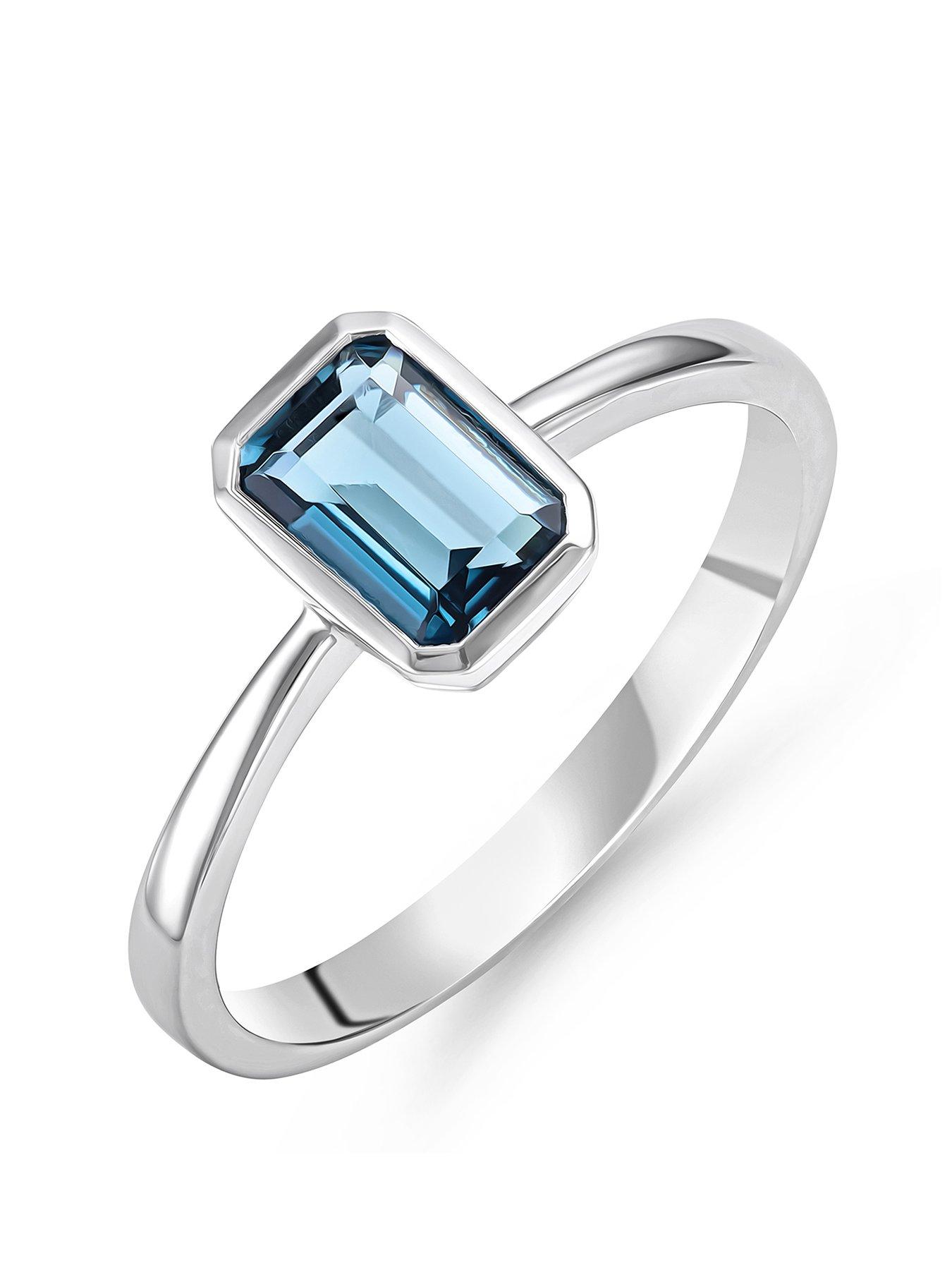 undefined 9ct White Gold Blue Topaz Ring