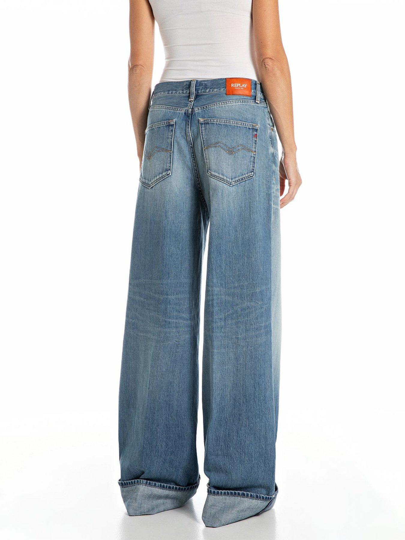 stillFront image of replay-nalaja-wide-leg-jeans-blue