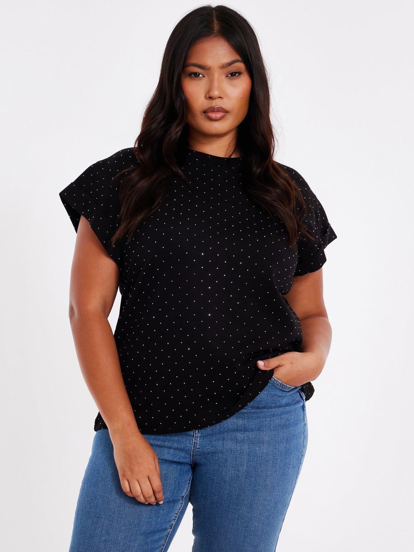 undefined Curve Black Stud Detail Top