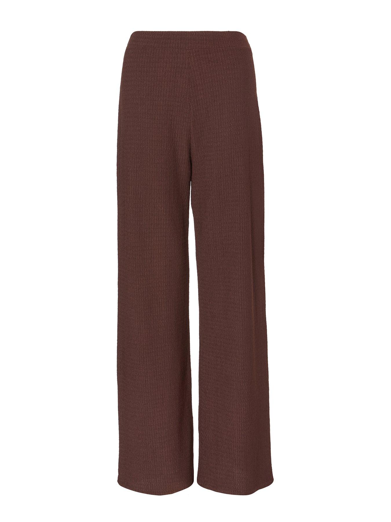 Image 4 of 6 of Quiz Brown Textured Palazzo Trousers