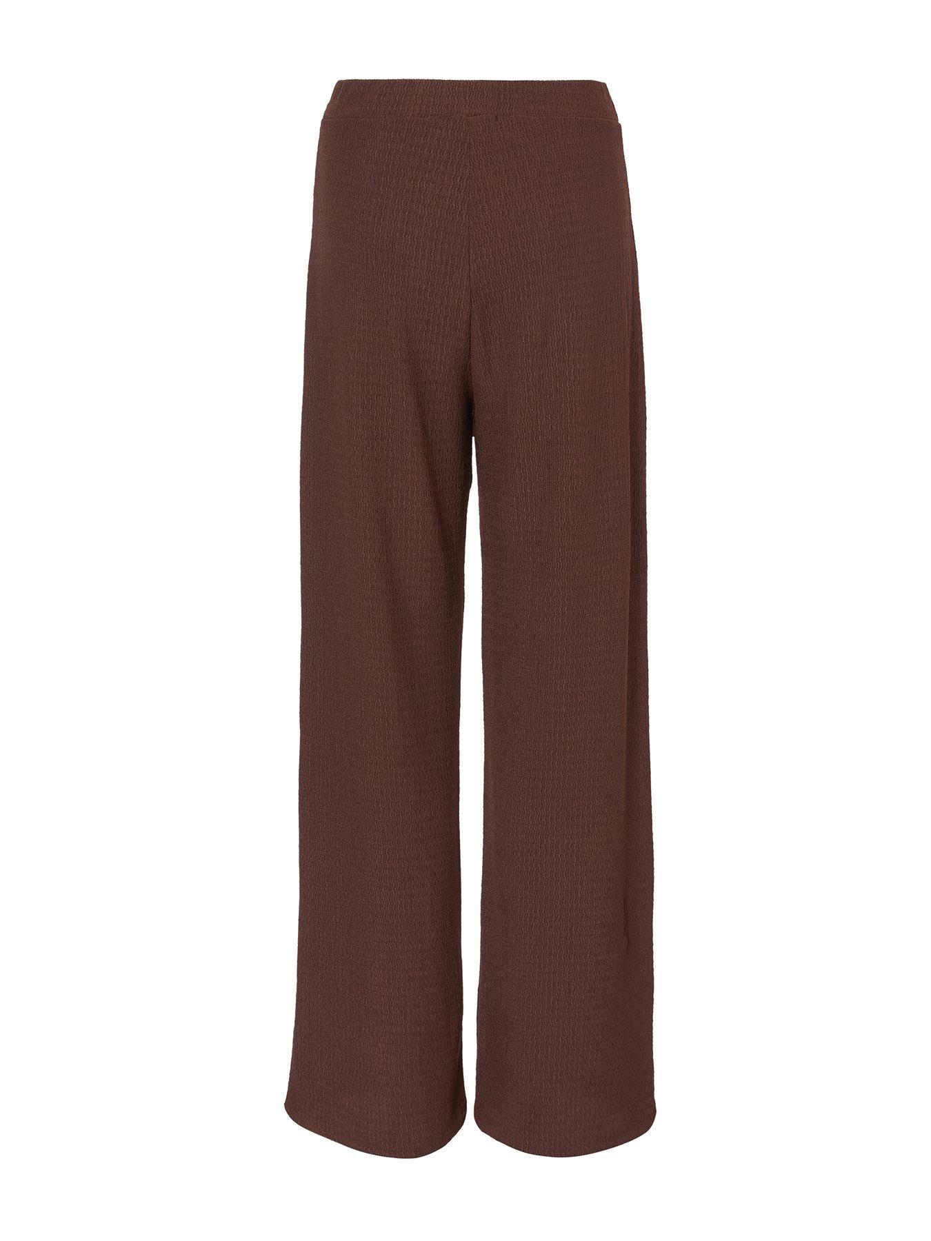 Image 5 of 6 of Quiz Brown Textured Palazzo Trousers