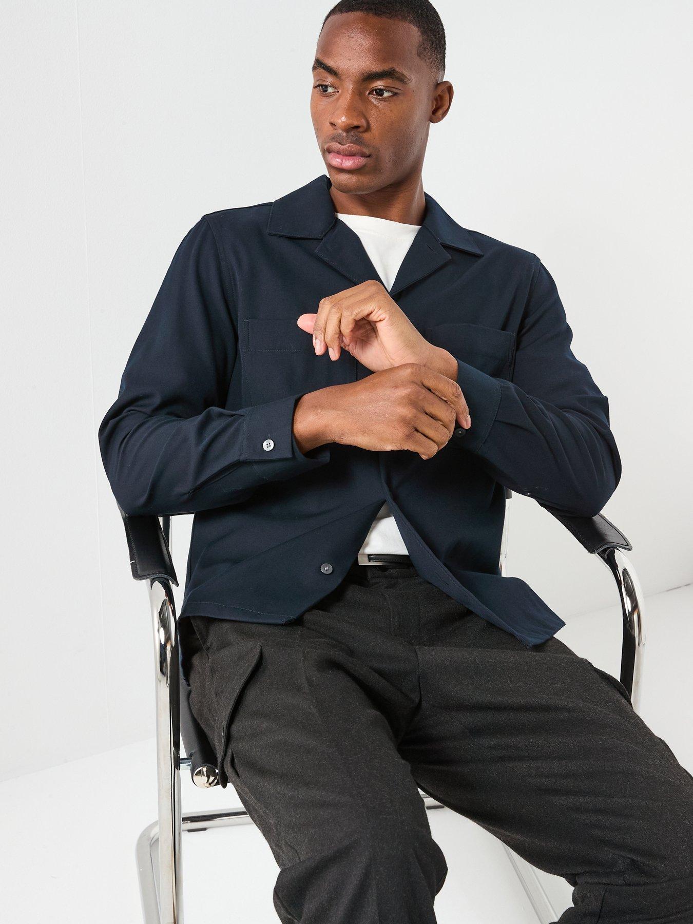  image of mango-milton-cuban-collar-overshirt-navy