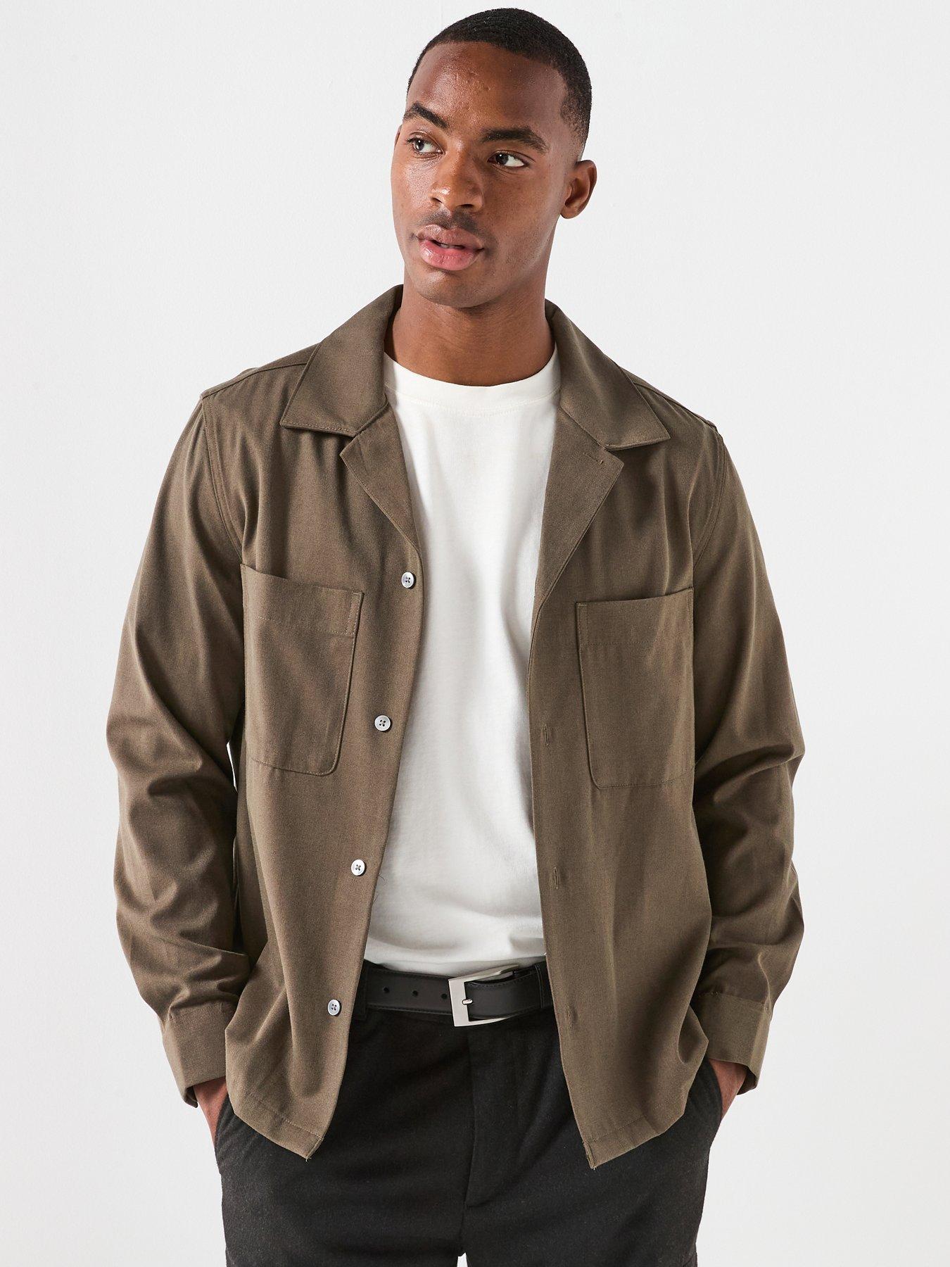 Mango Milton Cuban Collar Overshirt - Khaki
