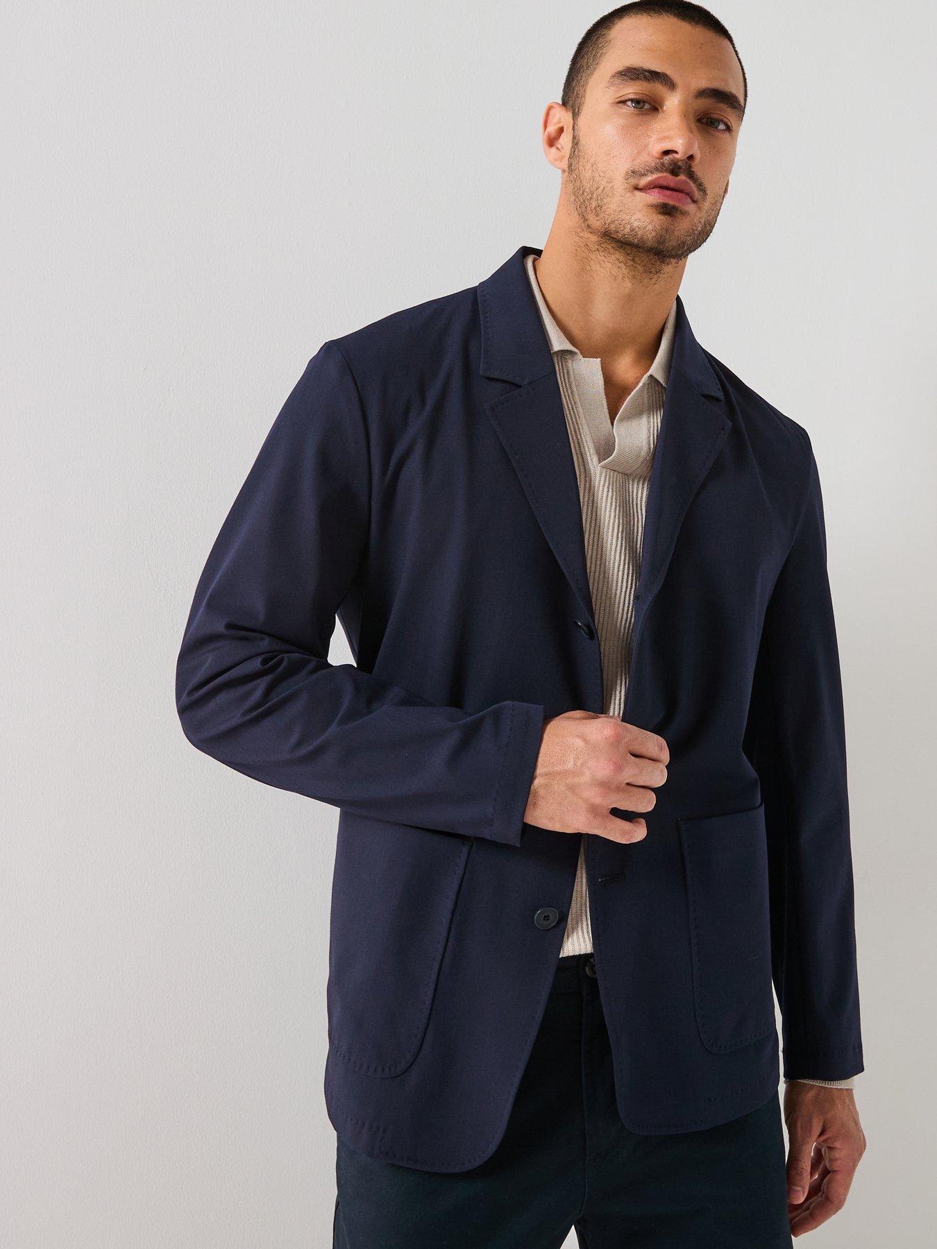 Mango Parioli 3 Button Slim Suit Jacket - Navy