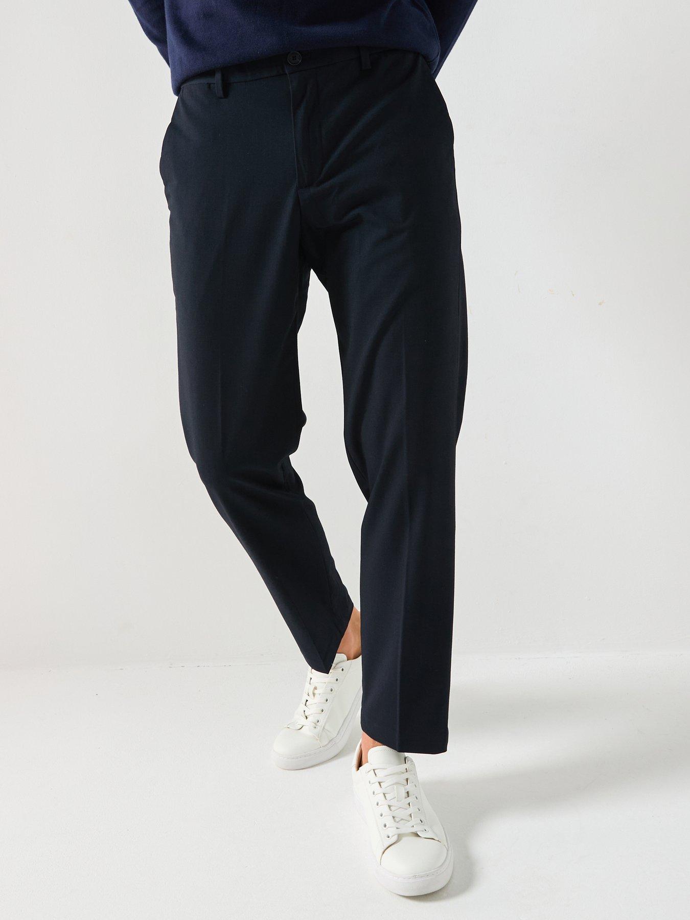 Image 1 of 5 of Mango Bologna Stretch Slim Trousers - Navy