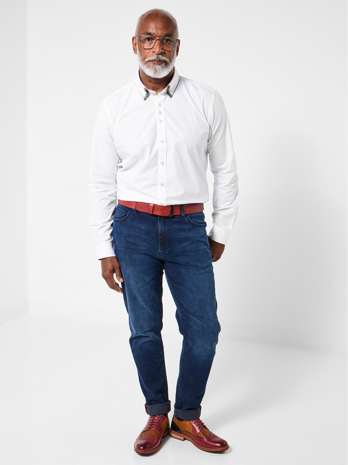  image of joe-browns-contrast-trim-triple-collar-long-sleeve-shirt-white