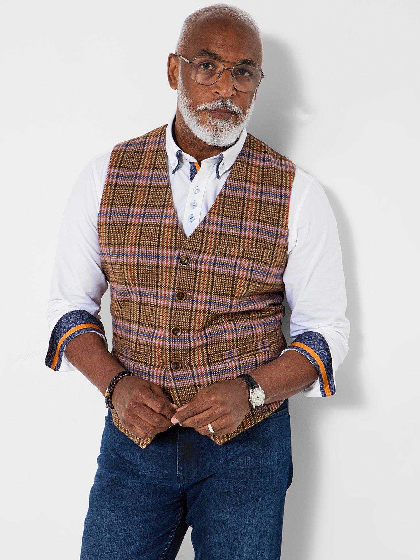 Image 1 of 6 of Joe Browns Check Front Waistcoat - Brown