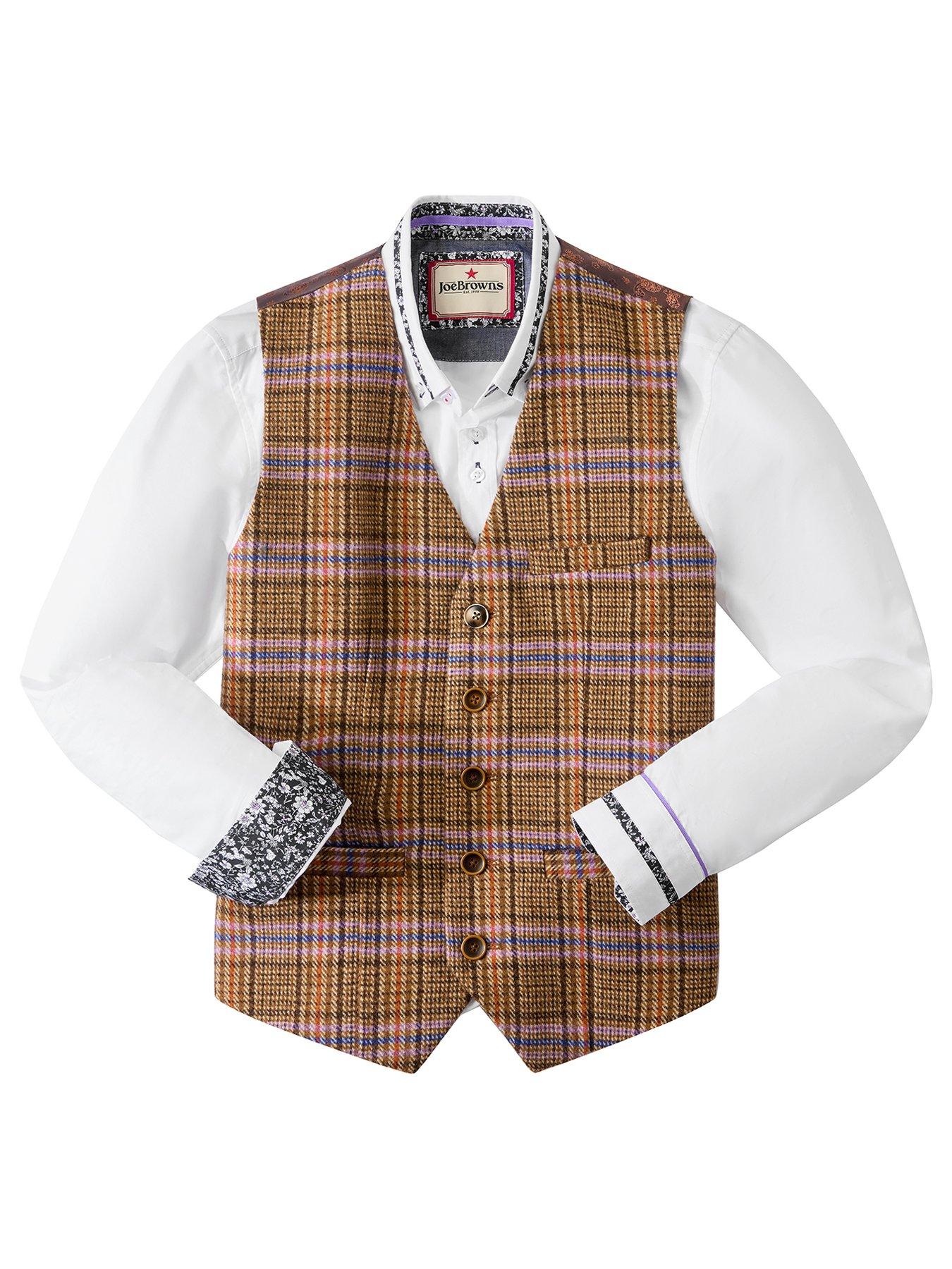 Image 6 of 6 of Joe Browns Check Front Waistcoat - Brown