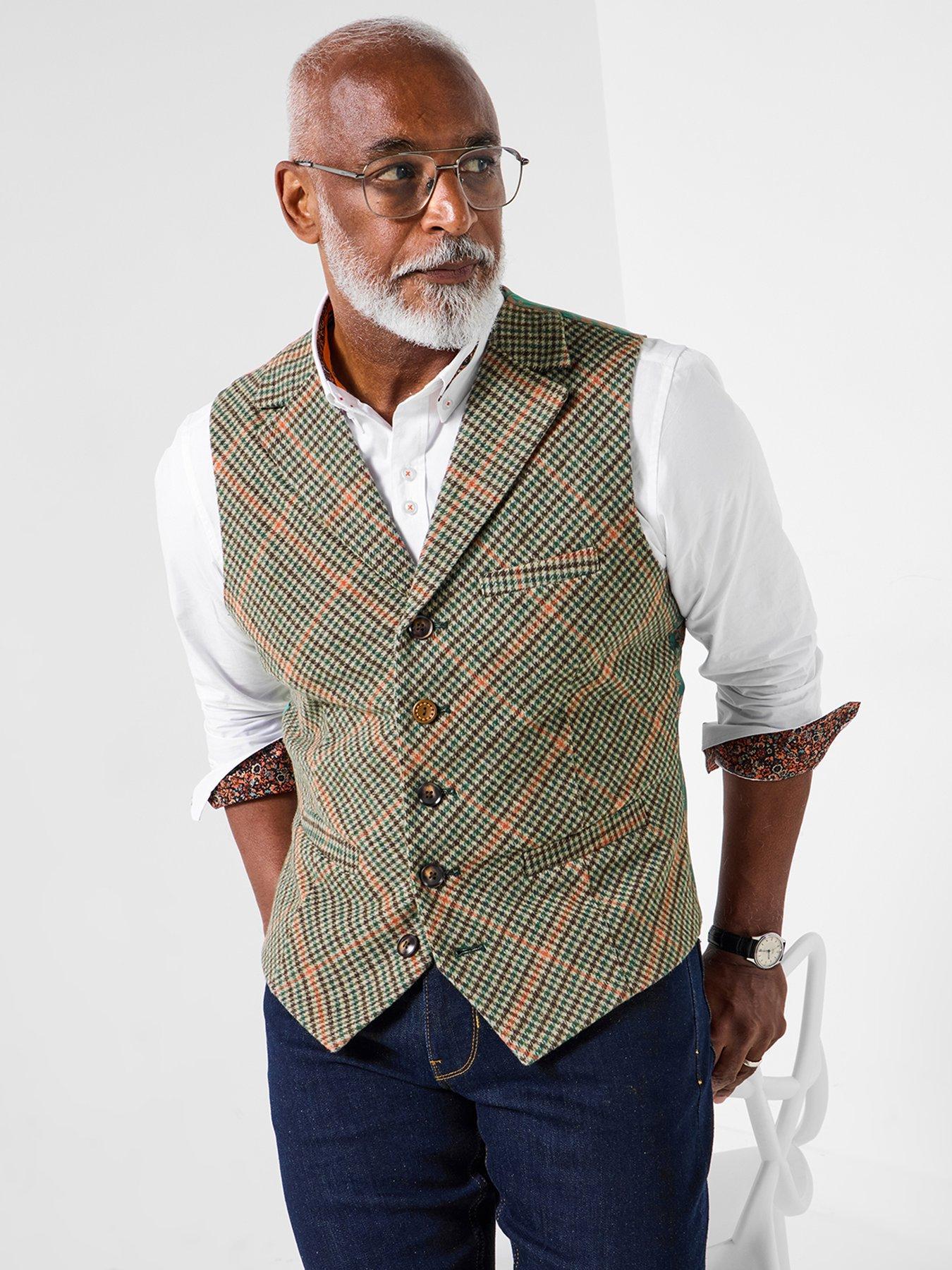 undefined Check Waistcoat - Green