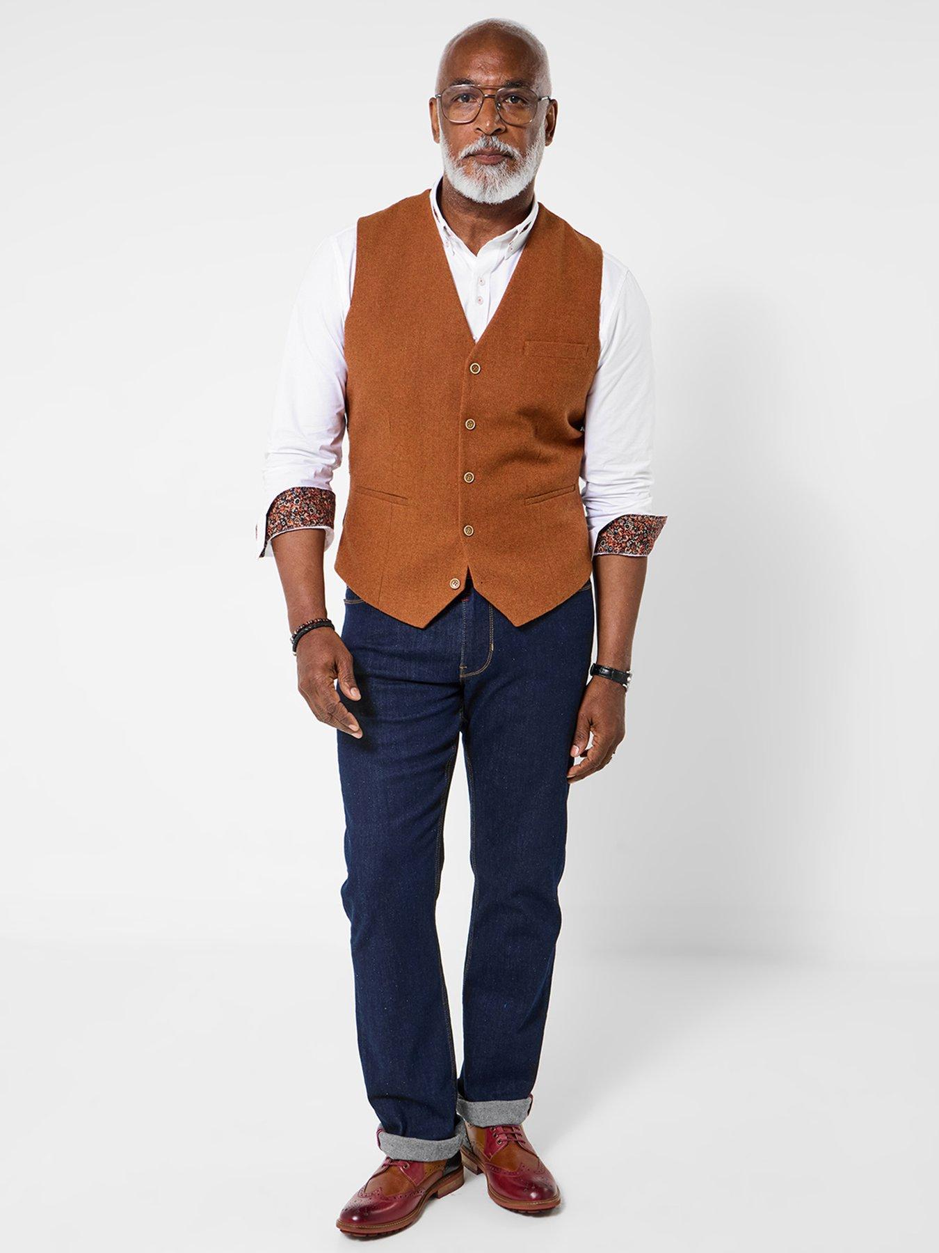  image of joe-browns-floral-lined-waistcoat-dark-orange