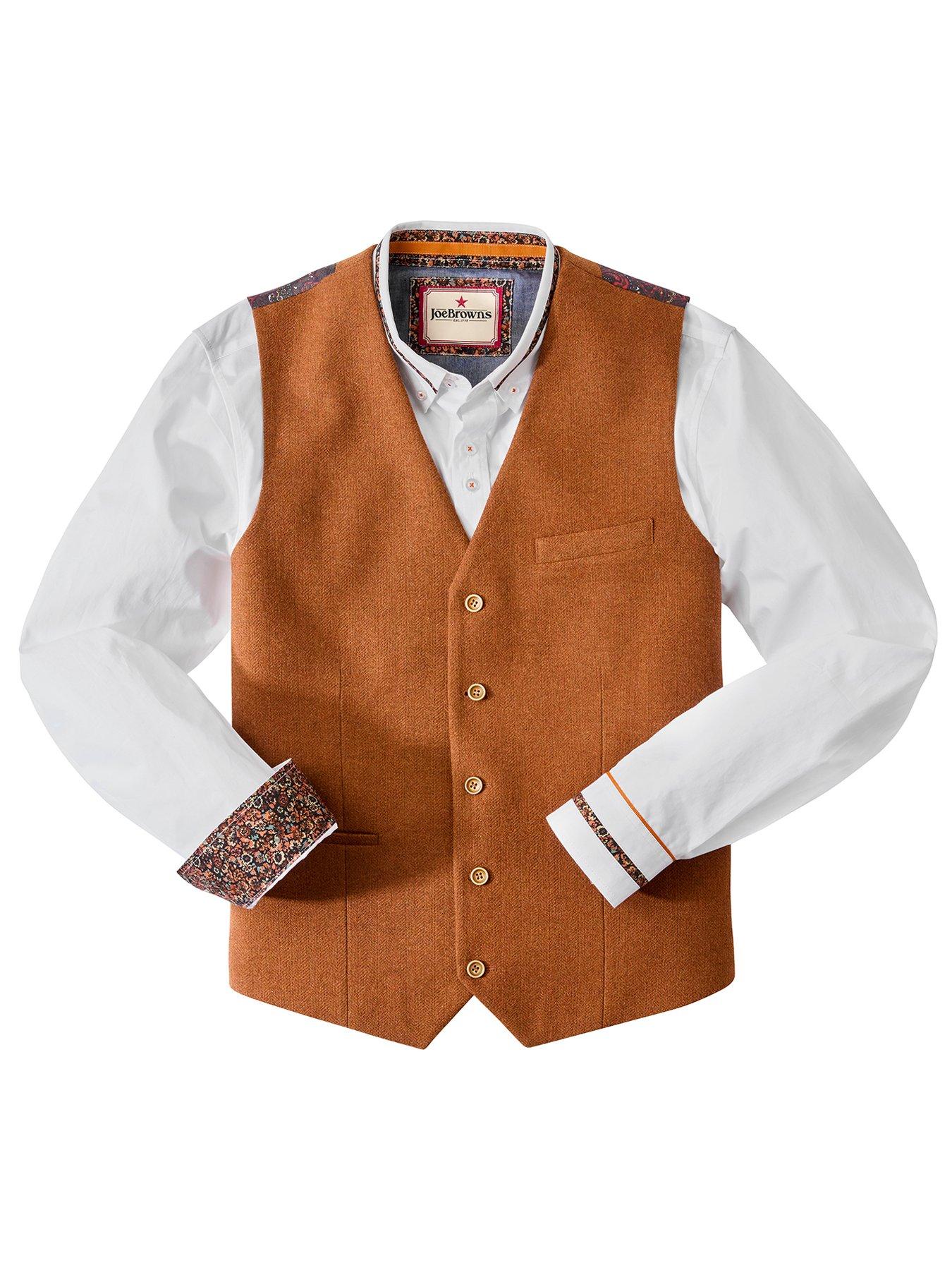  image of joe-browns-floral-lined-waistcoat-dark-orange