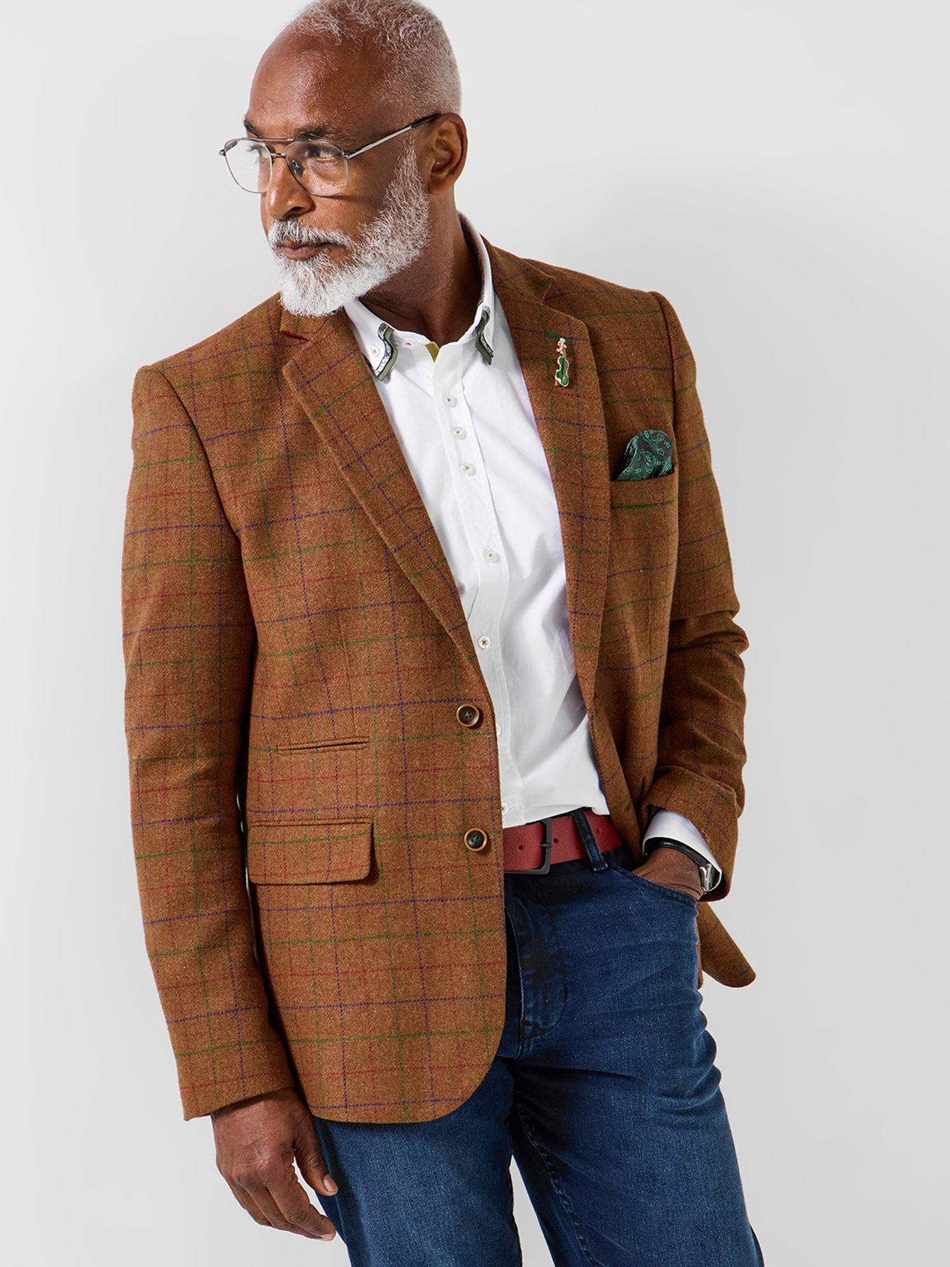 undefined Smart Casual Check Blazer - Brown