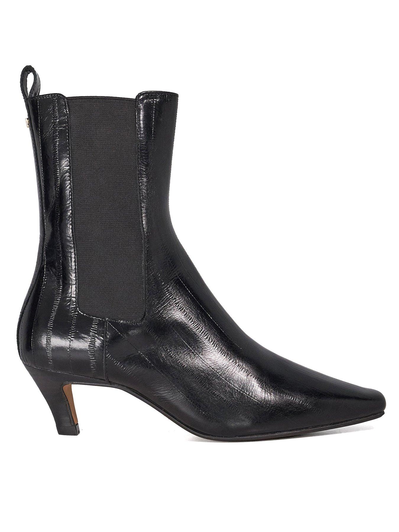  image of dune-london-odele-chiselled-toe-suede-ankle-boots-black