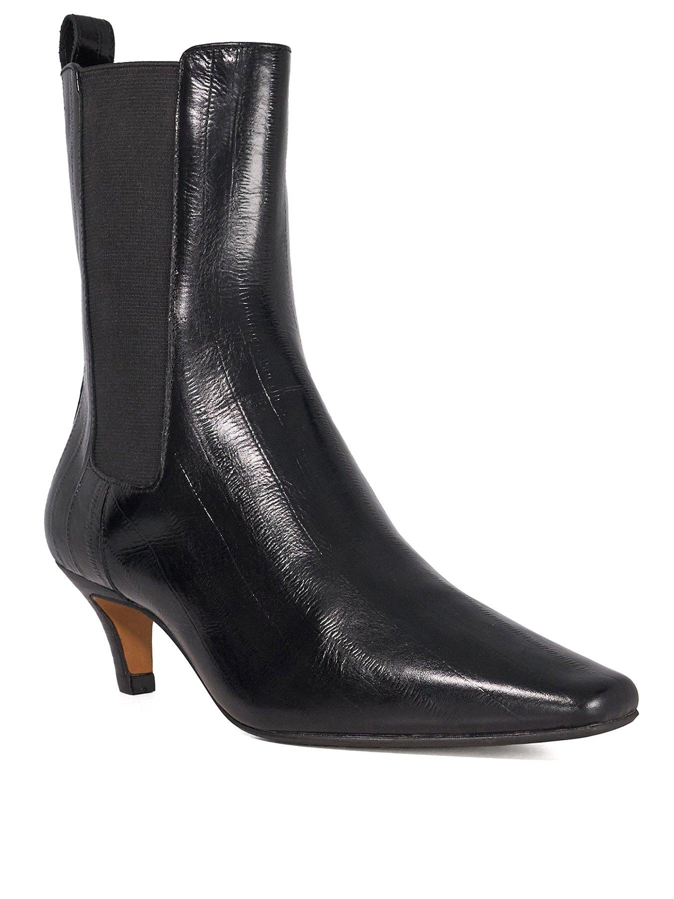  image of dune-london-odele-chiselled-toe-suede-ankle-boots-black