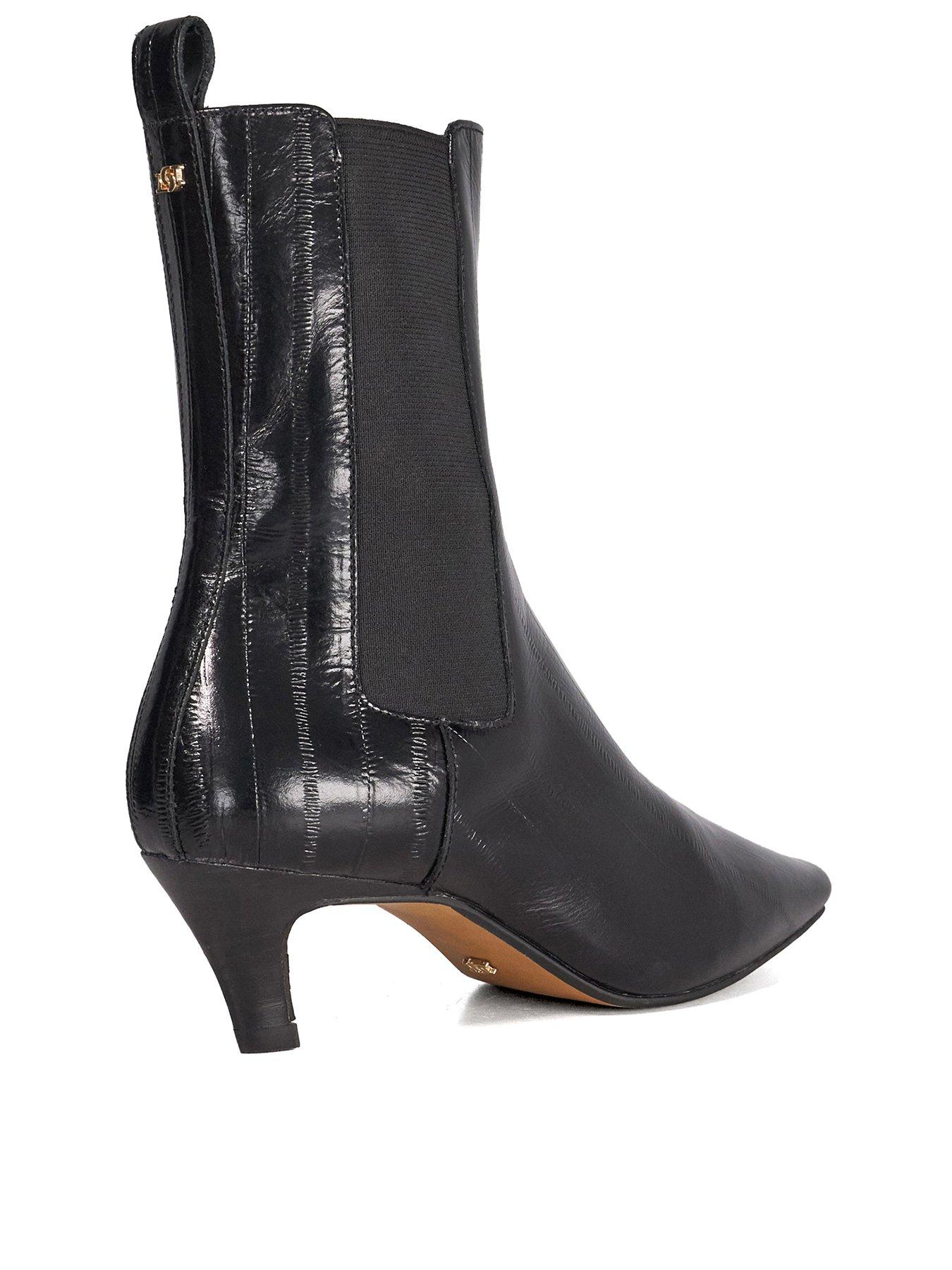  image of dune-london-odele-chiselled-toe-suede-ankle-boots-black