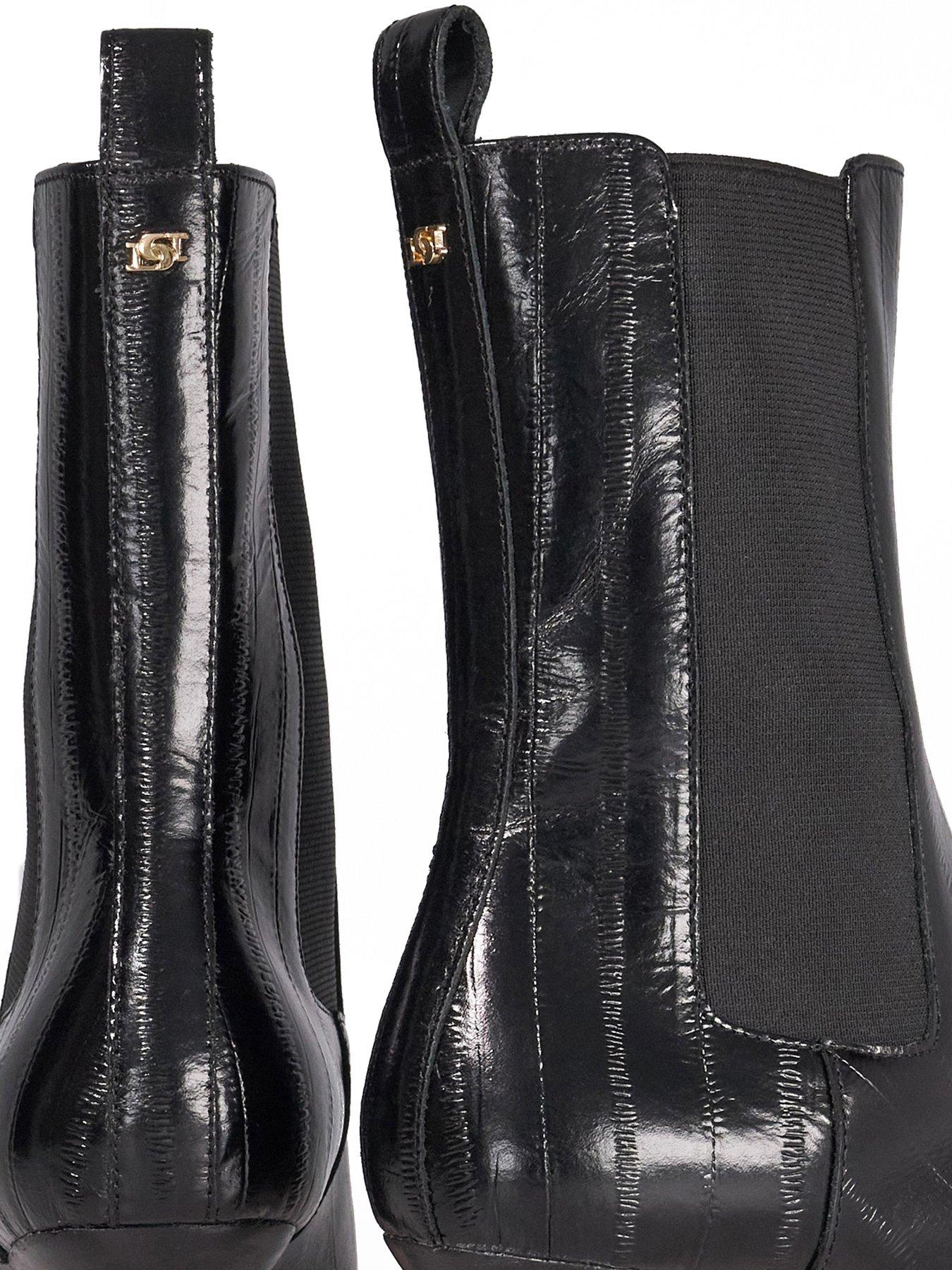  image of dune-london-odele-chiselled-toe-suede-ankle-boots-black