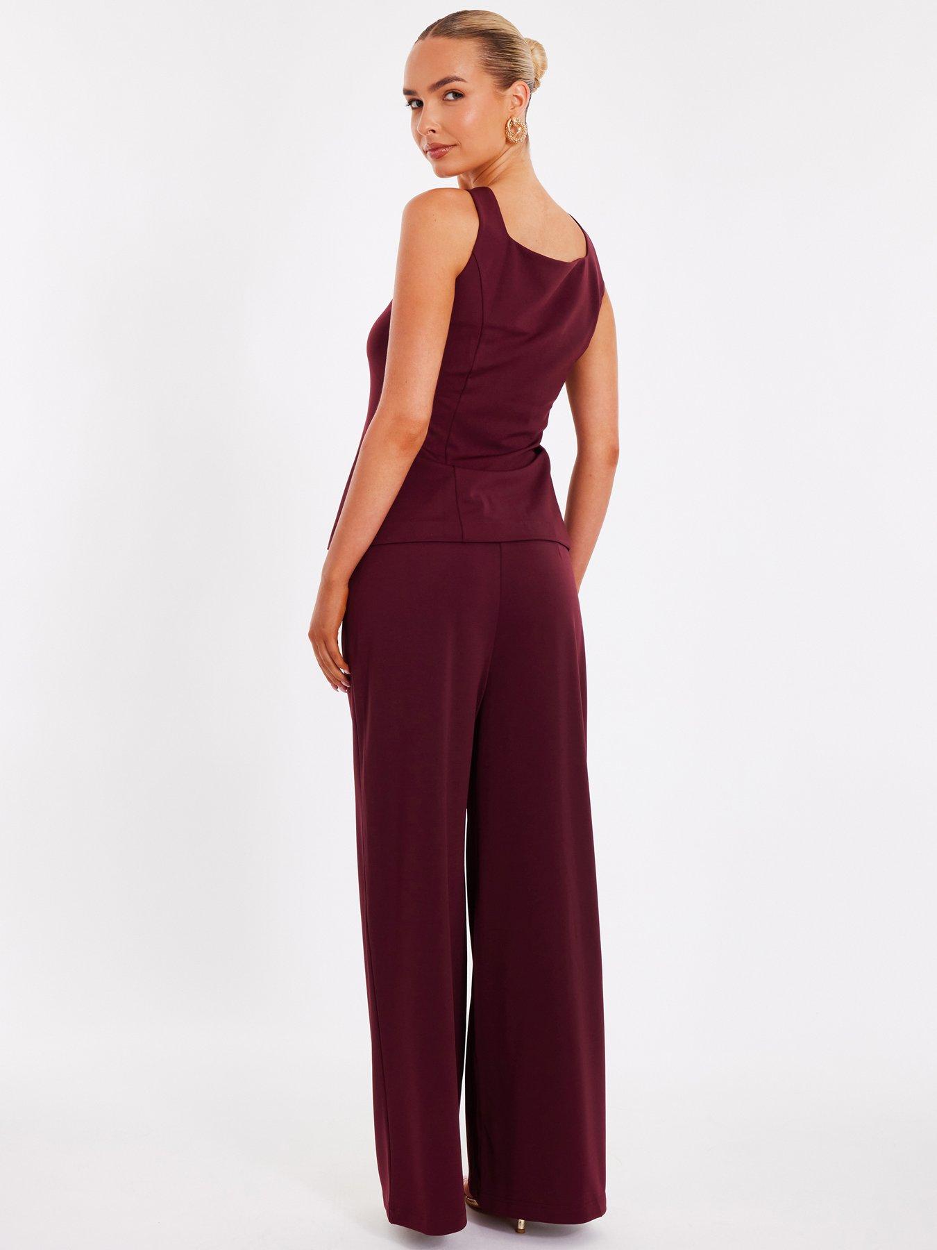 Image 2 of 6 of Quiz Dark Red Wide Leg Trousers