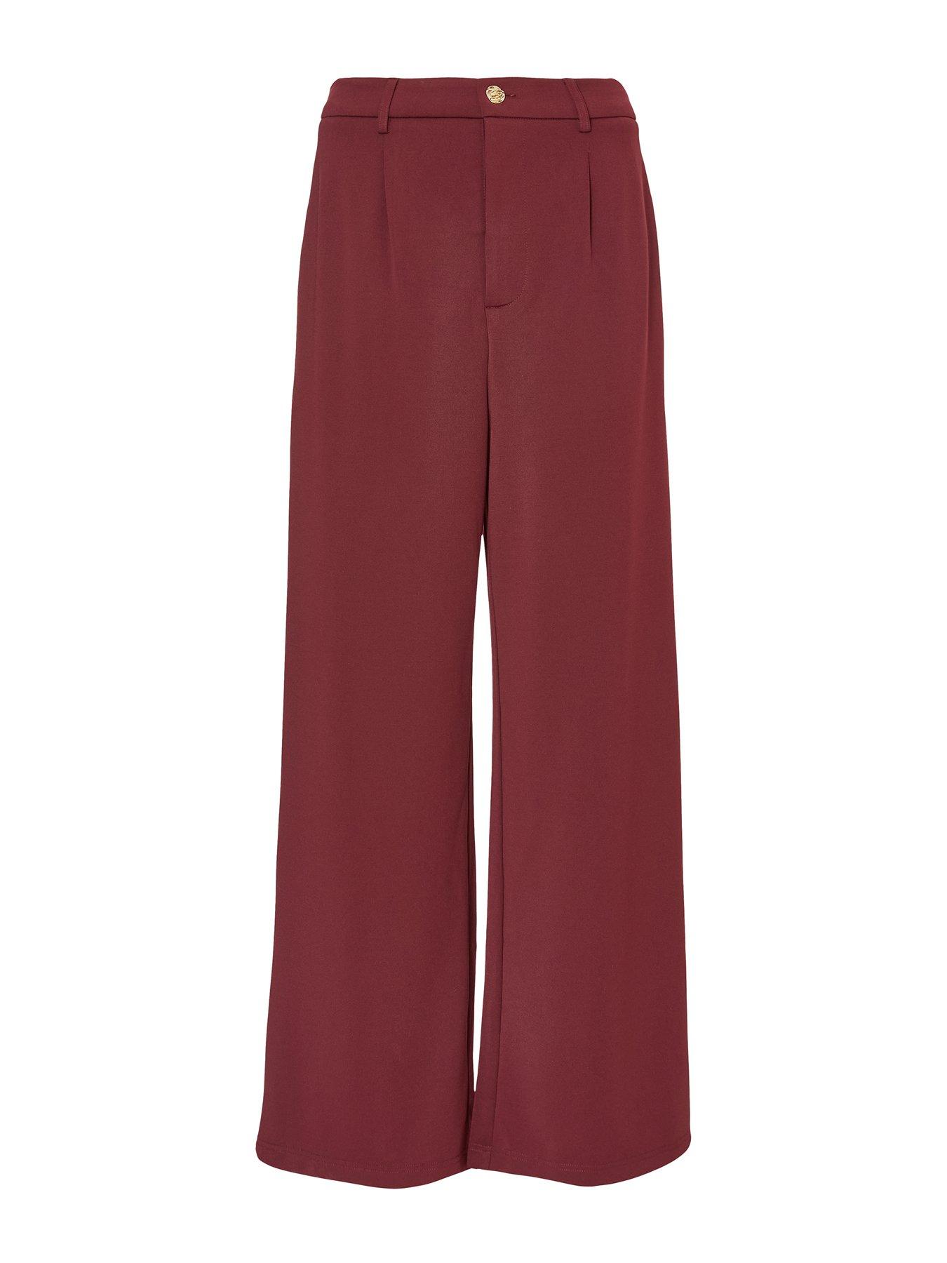 Image 4 of 6 of Quiz Dark Red Wide Leg Trousers
