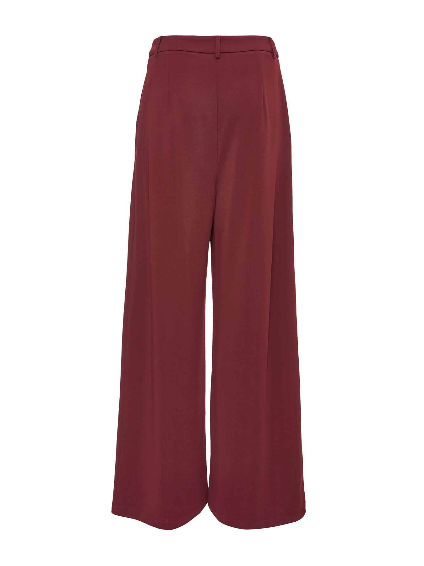 Image 5 of 6 of Quiz Dark Red Wide Leg Trousers