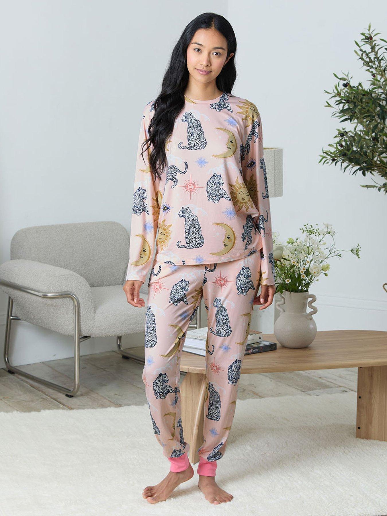  image of chelsea-peers-classic-long-sleeve-crew-neck-set-in-polyester-pink