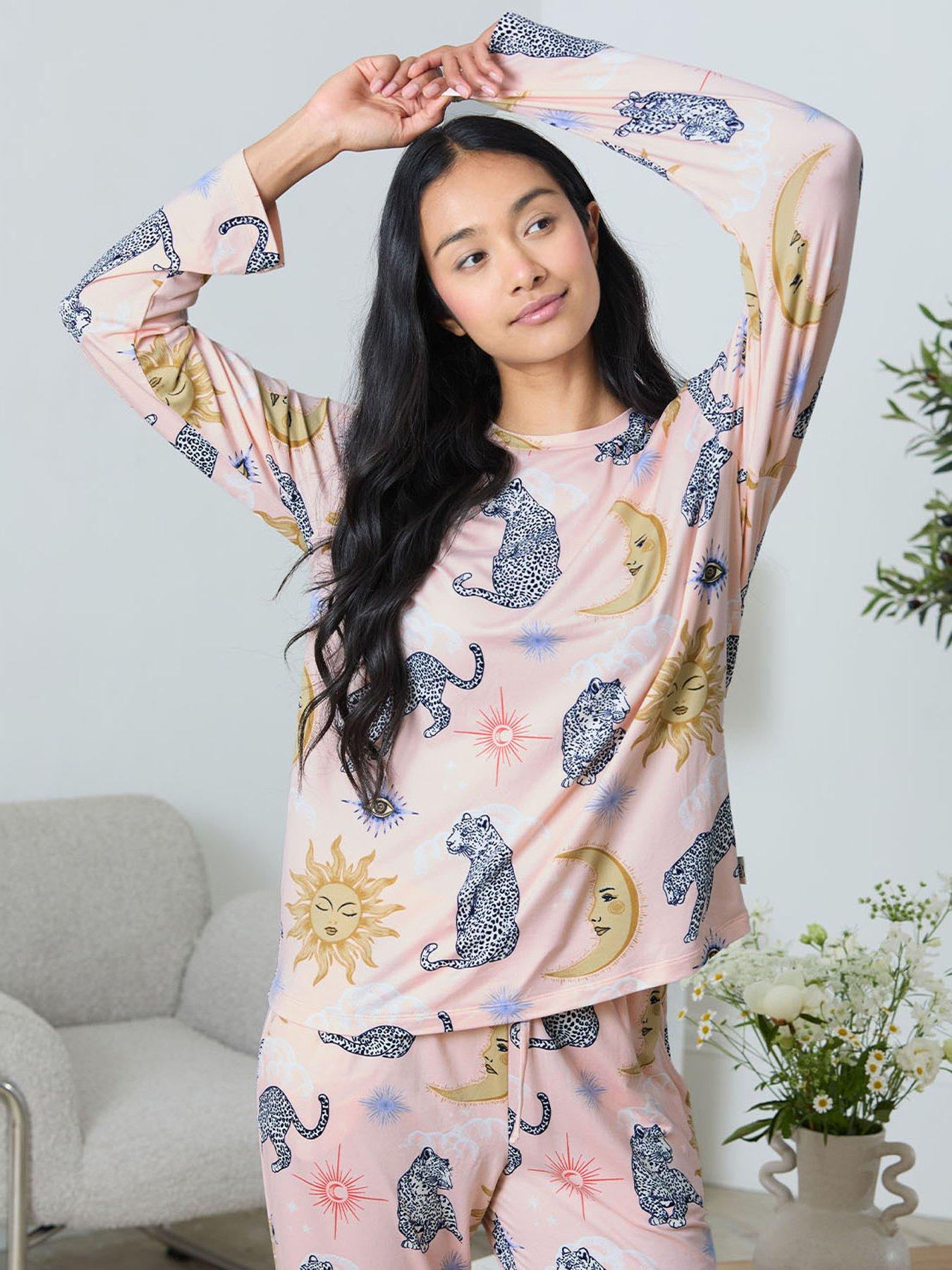  image of chelsea-peers-classic-long-sleeve-crew-neck-set-in-polyester-pink