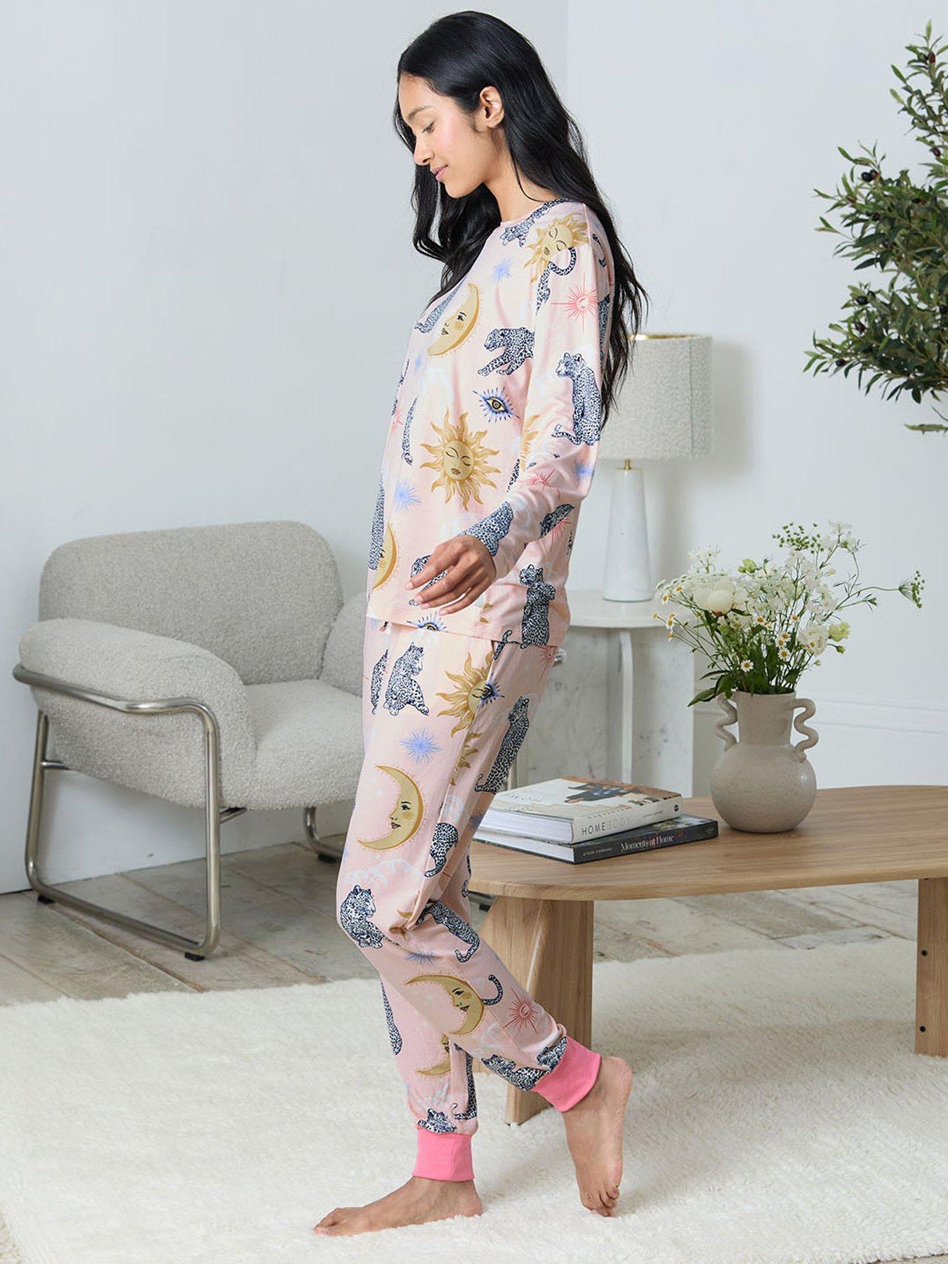  image of chelsea-peers-classic-long-sleeve-crew-neck-set-in-polyester-pink