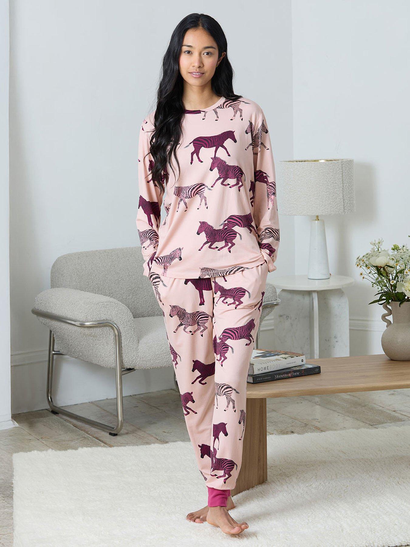 CHELSEA PEERS Classic Long Sleeve Crew Neck Set In Polyester - Pink