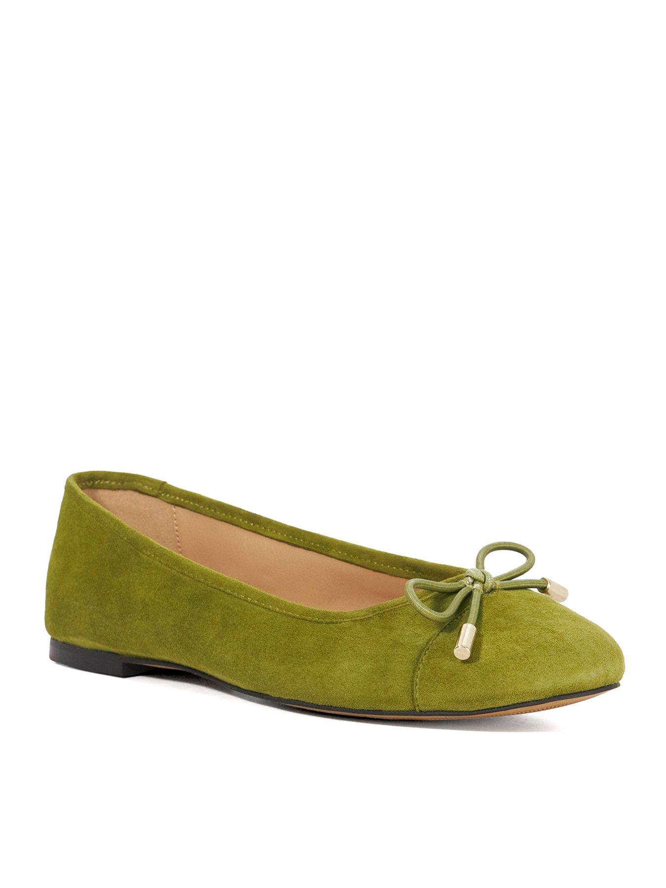 Image 2 of 6 of Dune London Highest Suede Ballet Pump - Green
