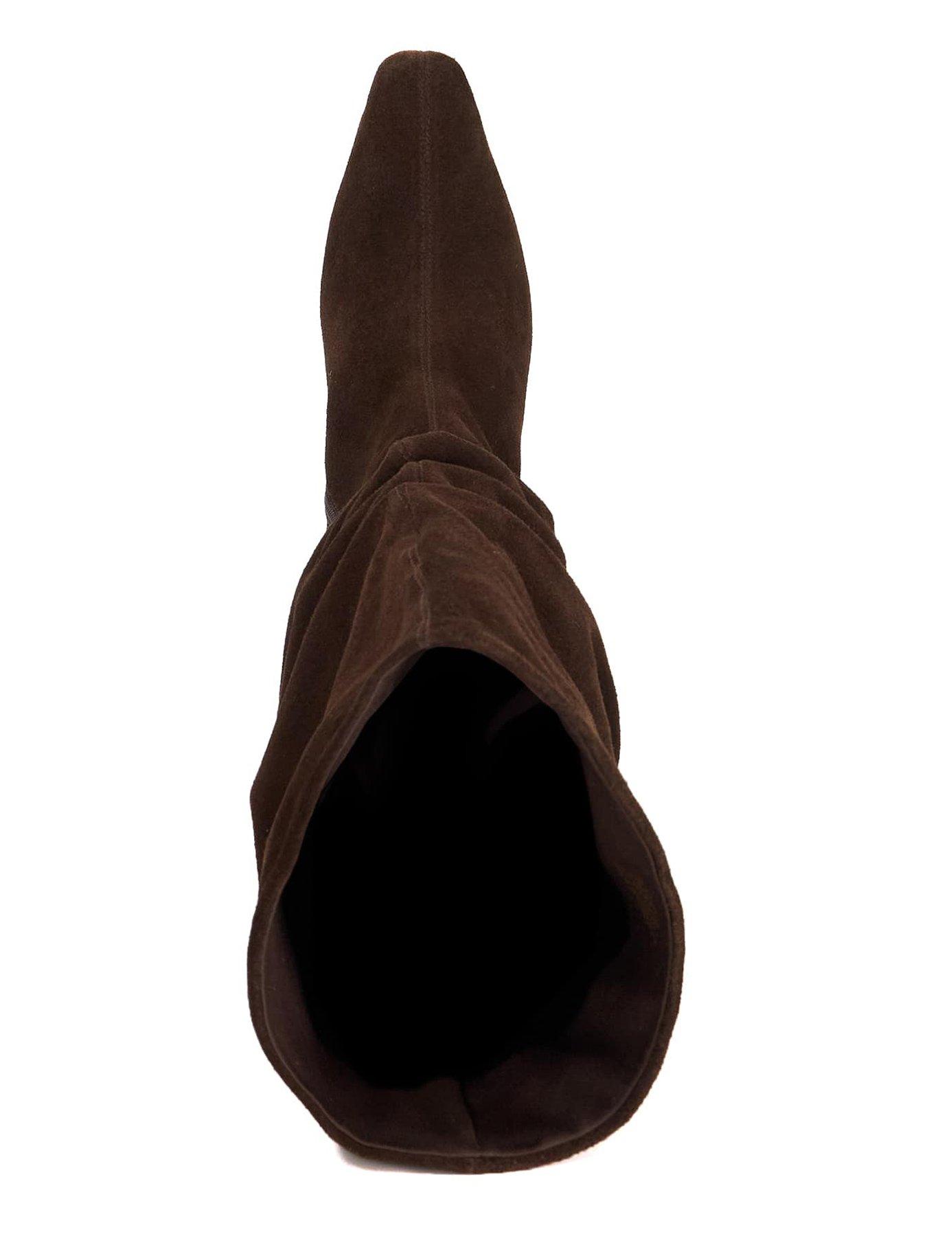 Image 4 of 6 of Dune London Saunders Slouch Suede Knee Boot - Brown