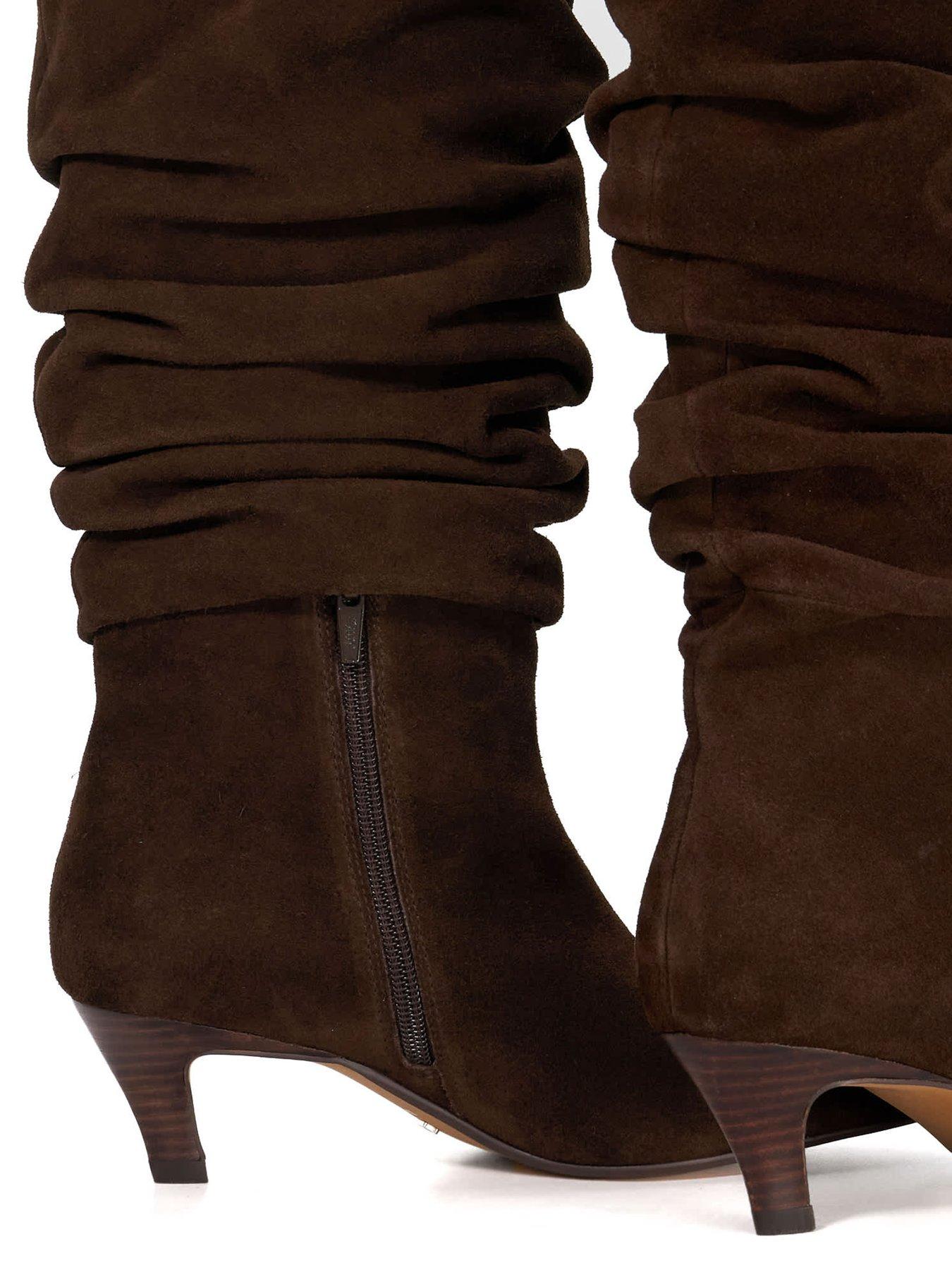 Image 5 of 6 of Dune London Saunders Slouch Suede Knee Boot - Brown