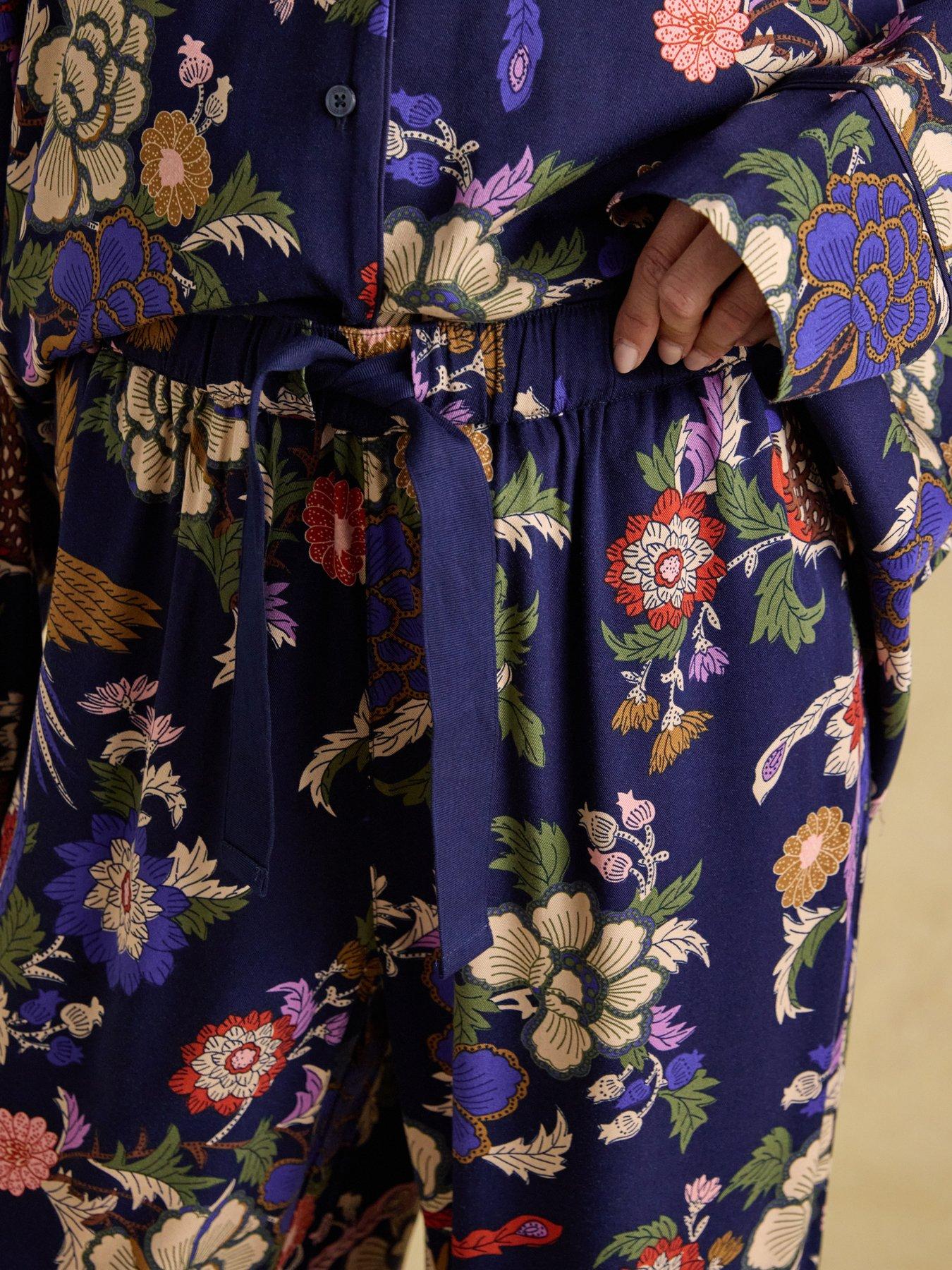  image of joules-woven-pyjama-set-navyfloral-print
