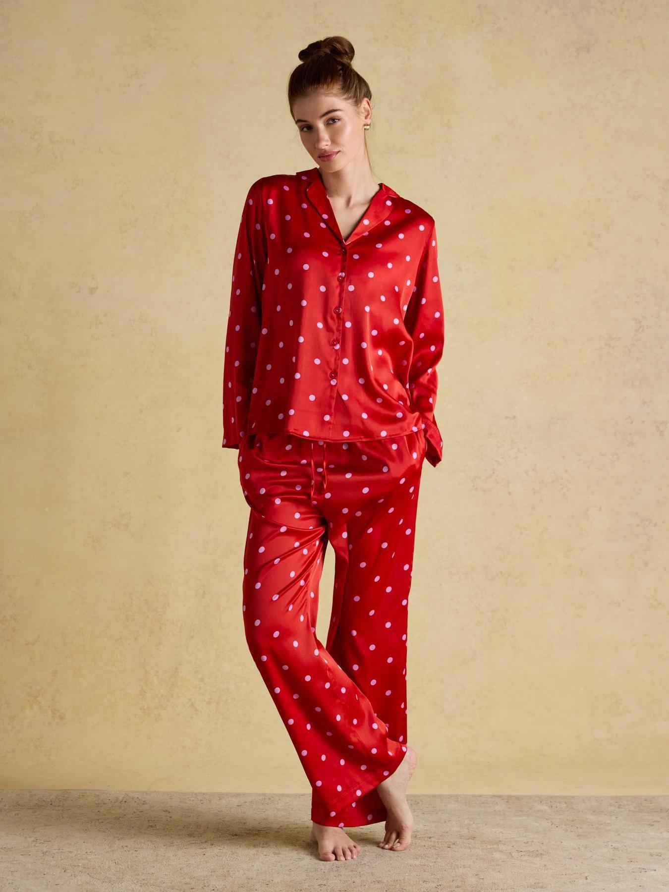 Joules Satin Spot Pyjama Set - Red