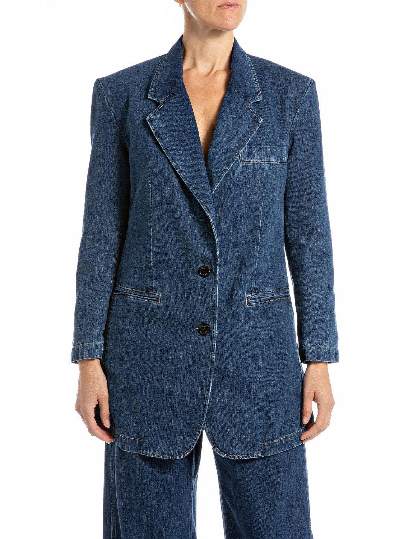 Image 1 of 2 of Replay Denim Co-Ord Blazer - Blue