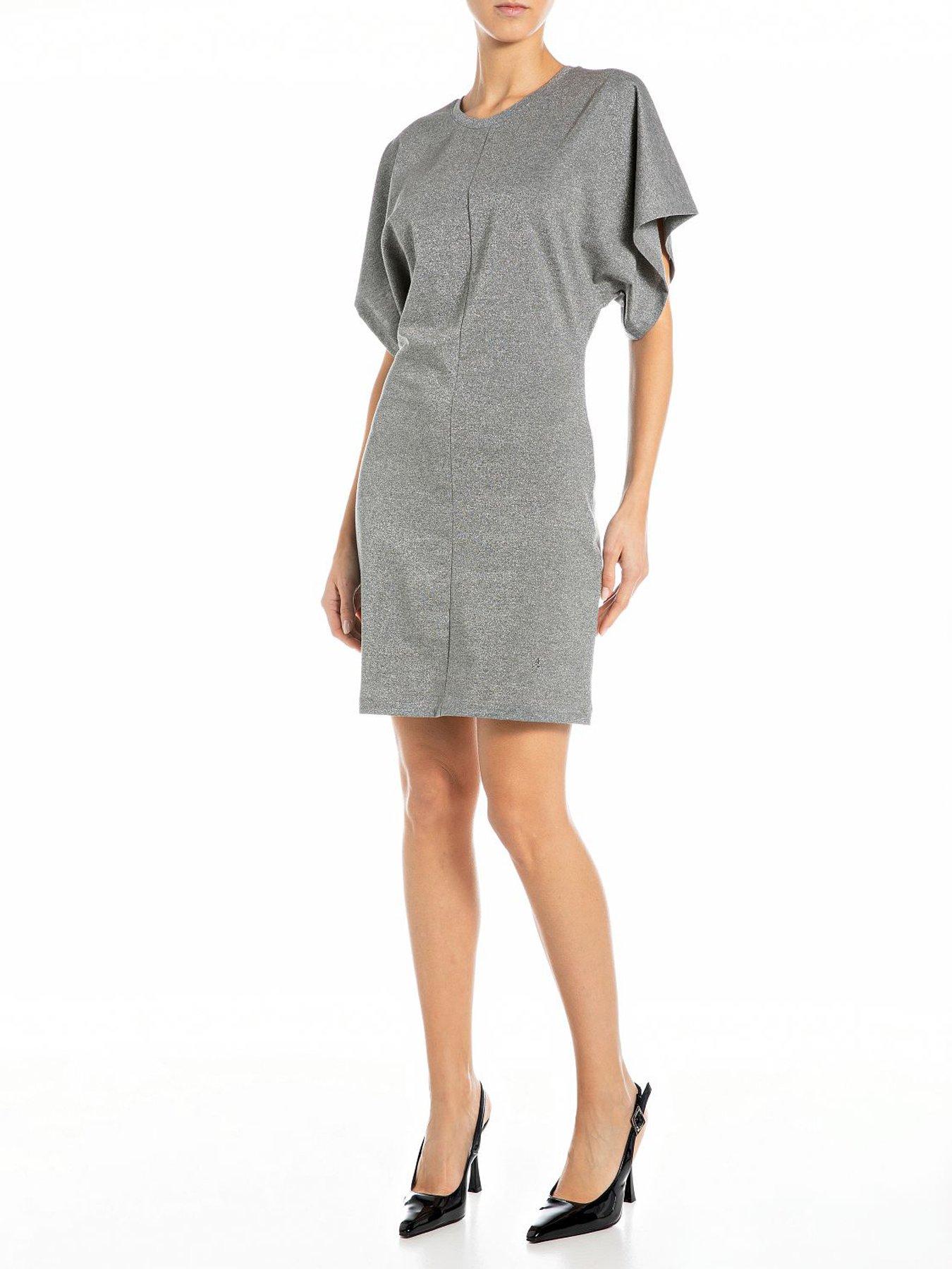 replay-lurex-jersey-t-shirt-dress-silver